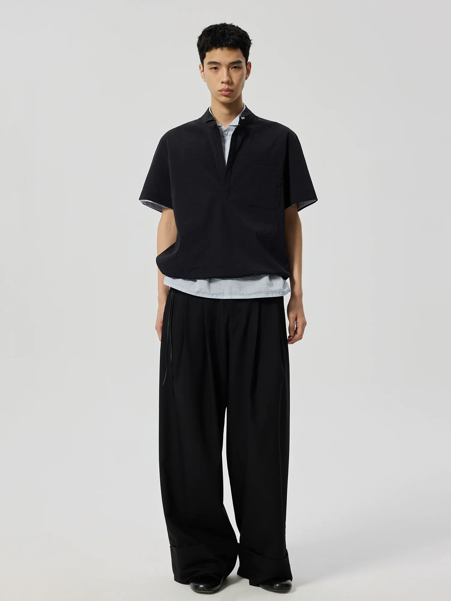 Mandarin Collar Popover Shirt - Image 5