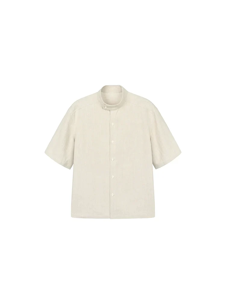 Mandarin-Collar Short-Sleeve Shirt - Image 4