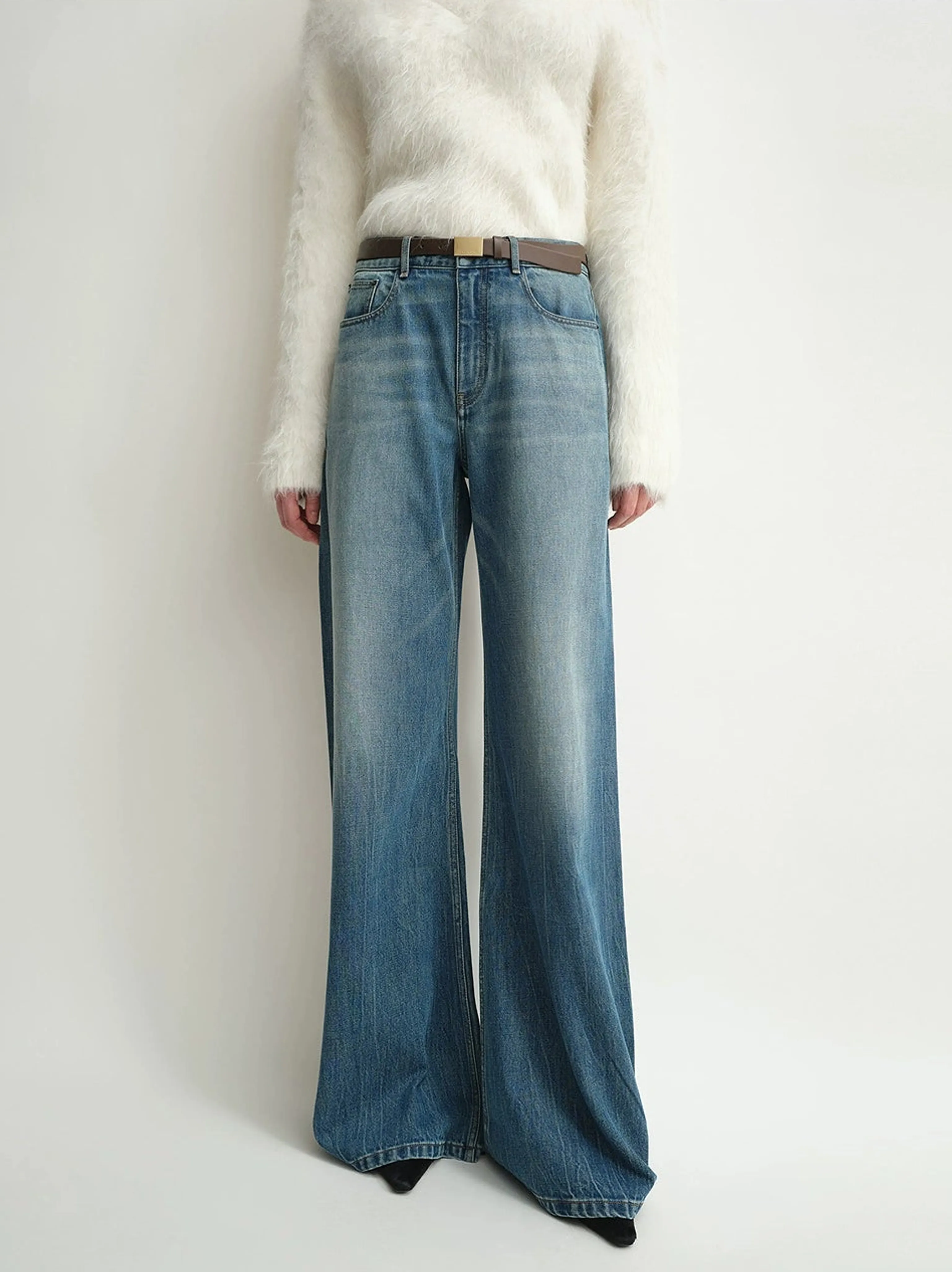 Marble-Wash Wide-Leg Jeans - Image 4