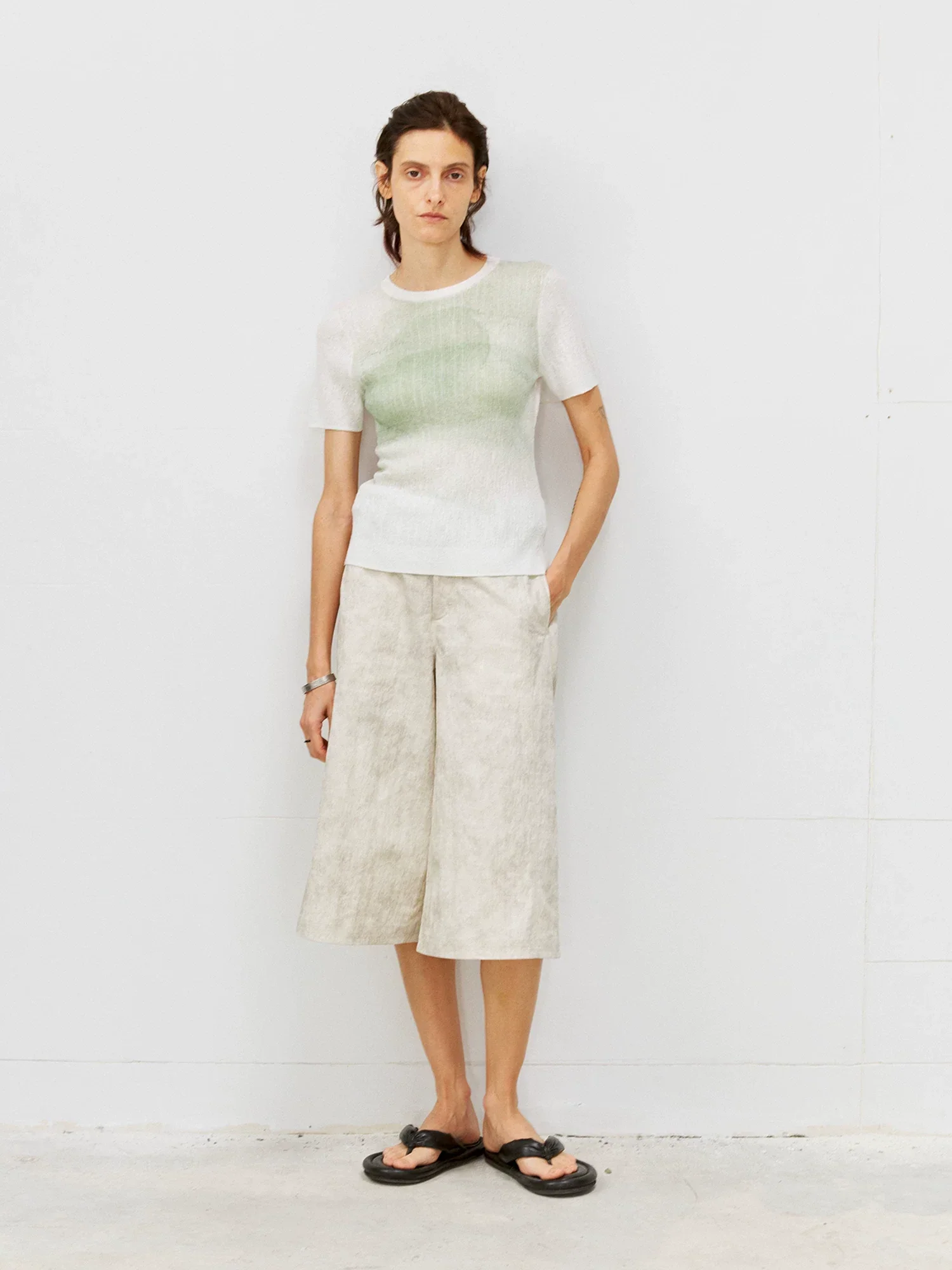 Marbled Cotton-Nylon Culottes