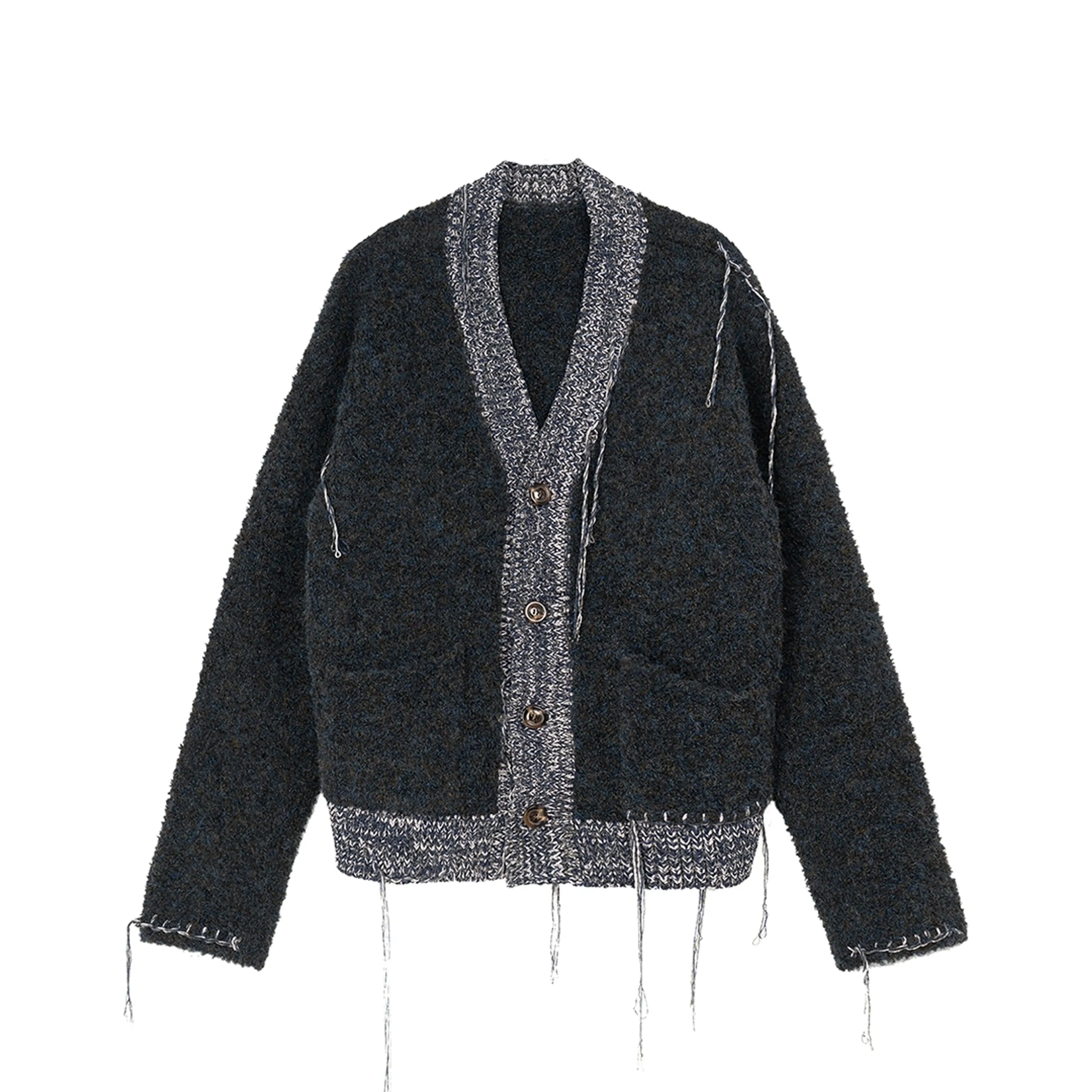 Marled Contrast-Trim Wool-Blend Cardigan - Image 7