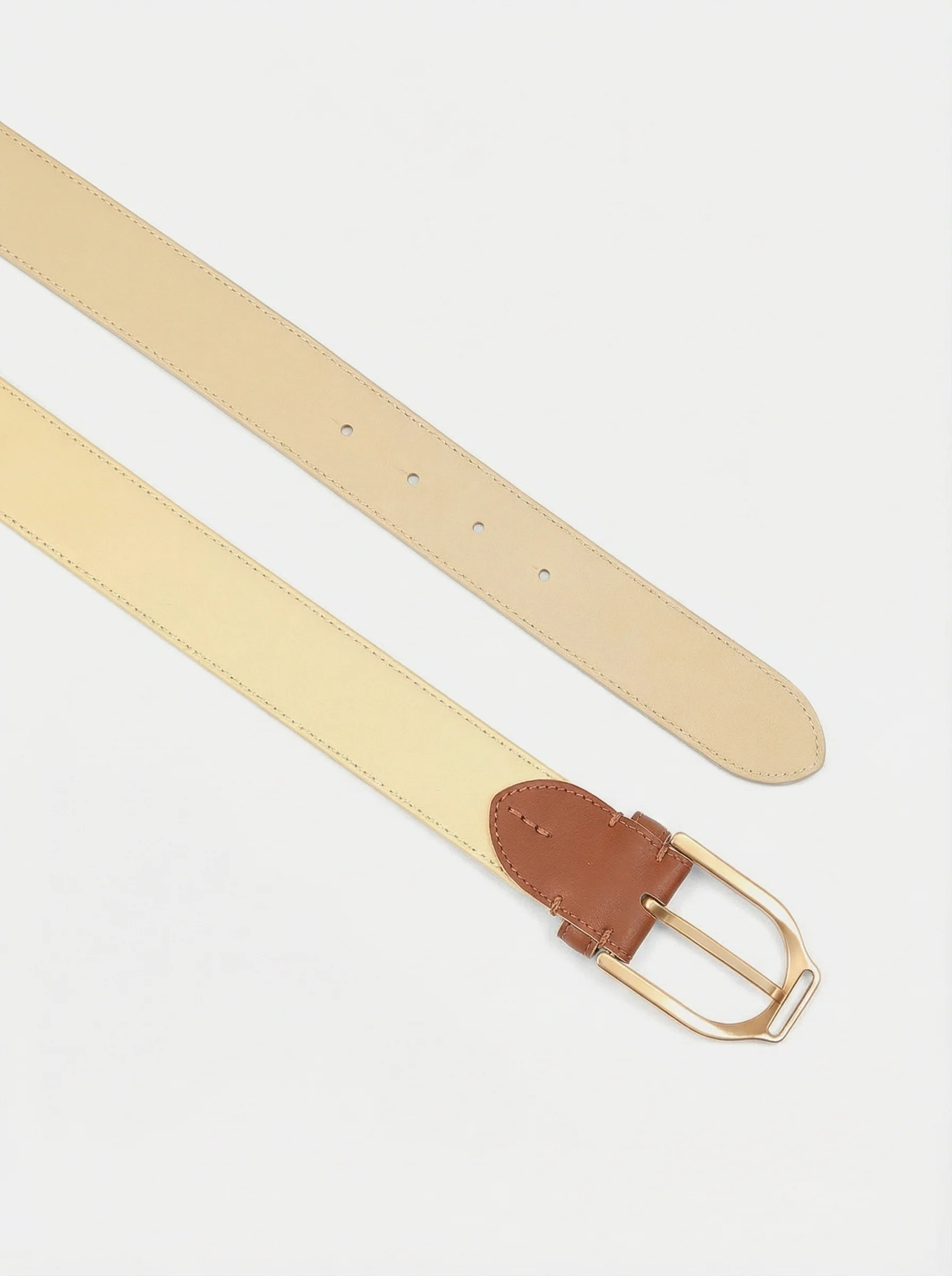 Matte Leather Horseshoe Buckle Belt - Image 2