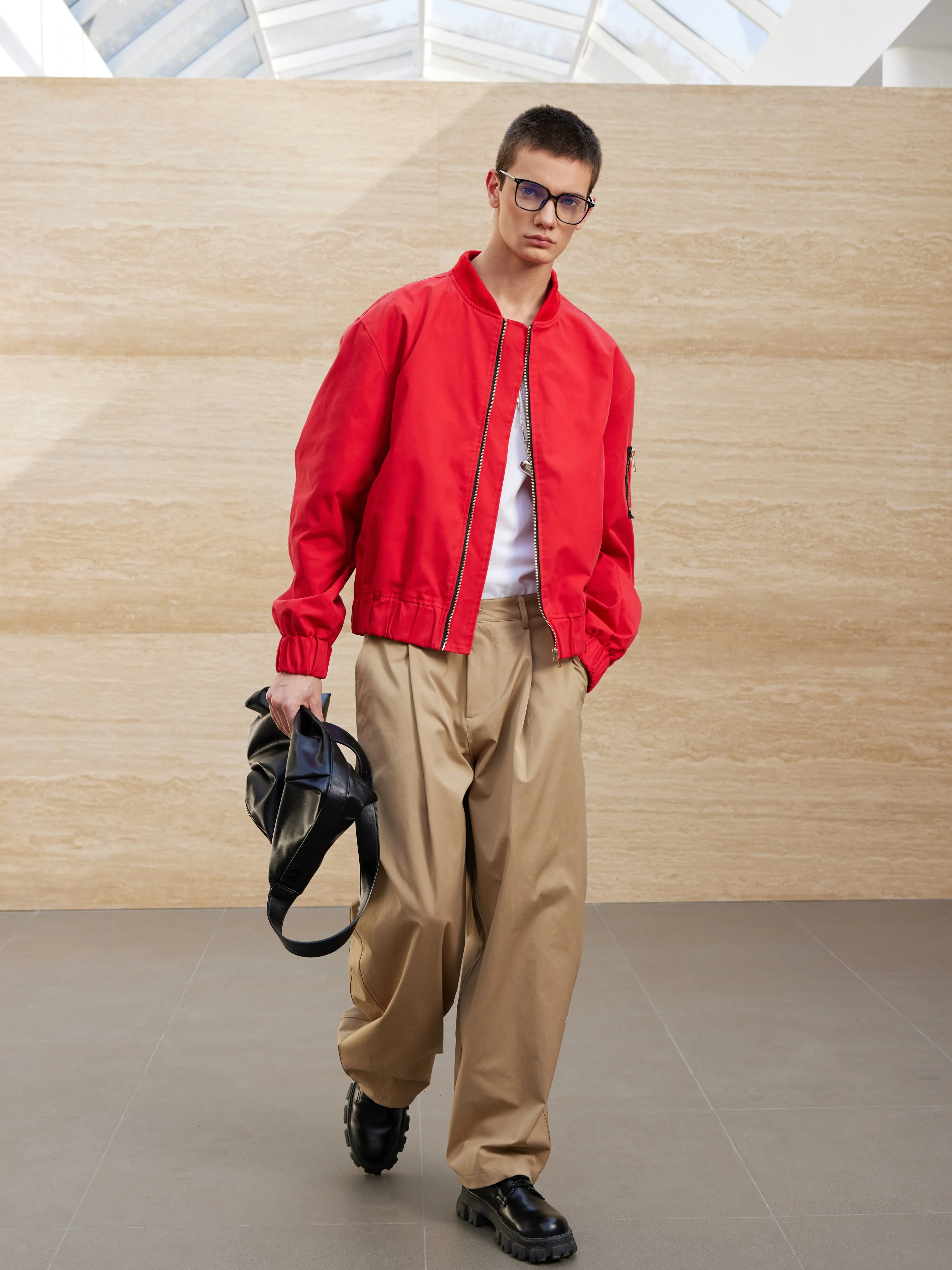 Matte Red Bomber Jacket - Image 2
