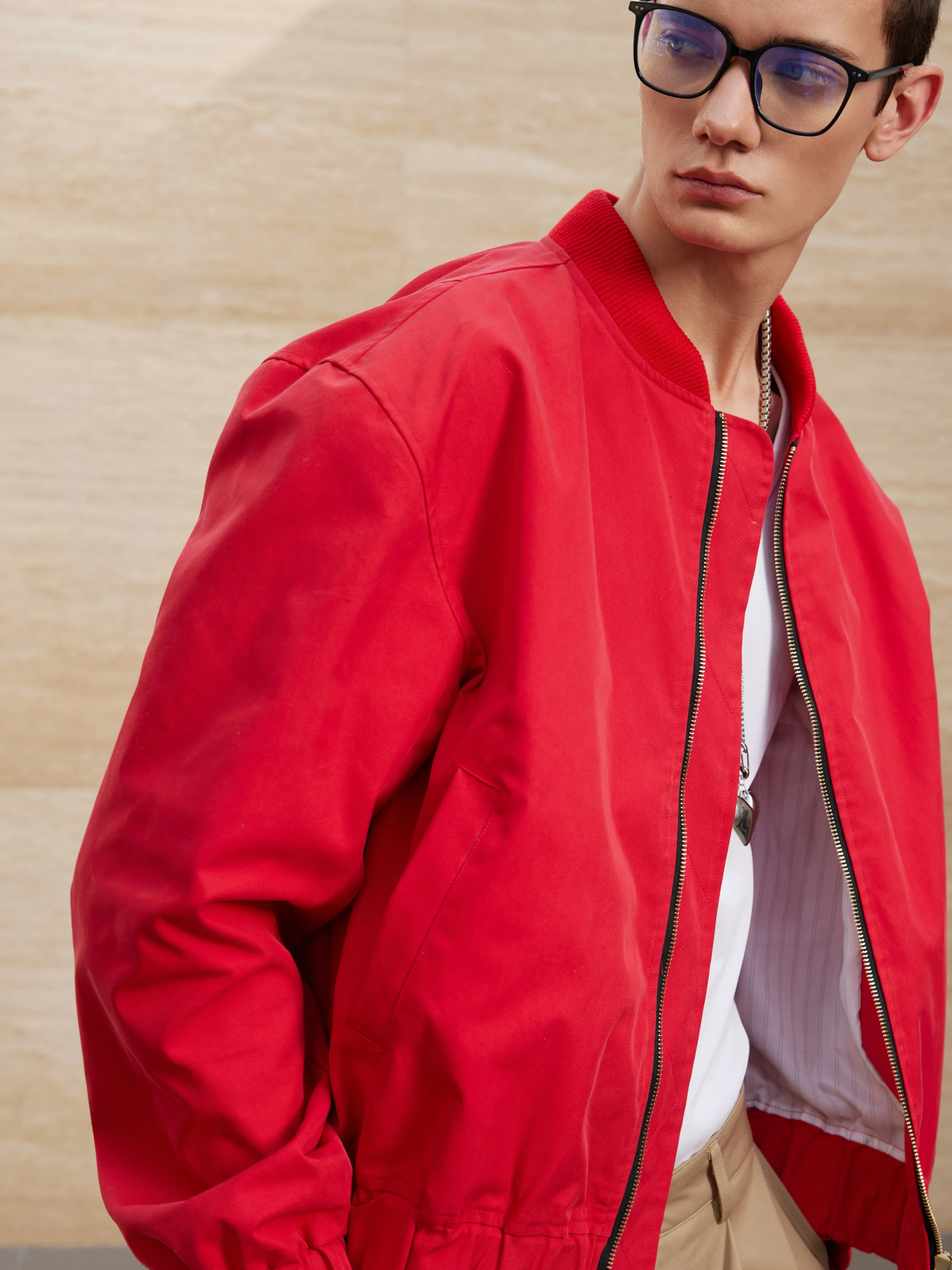 Matte Red Bomber Jacket - Image 5
