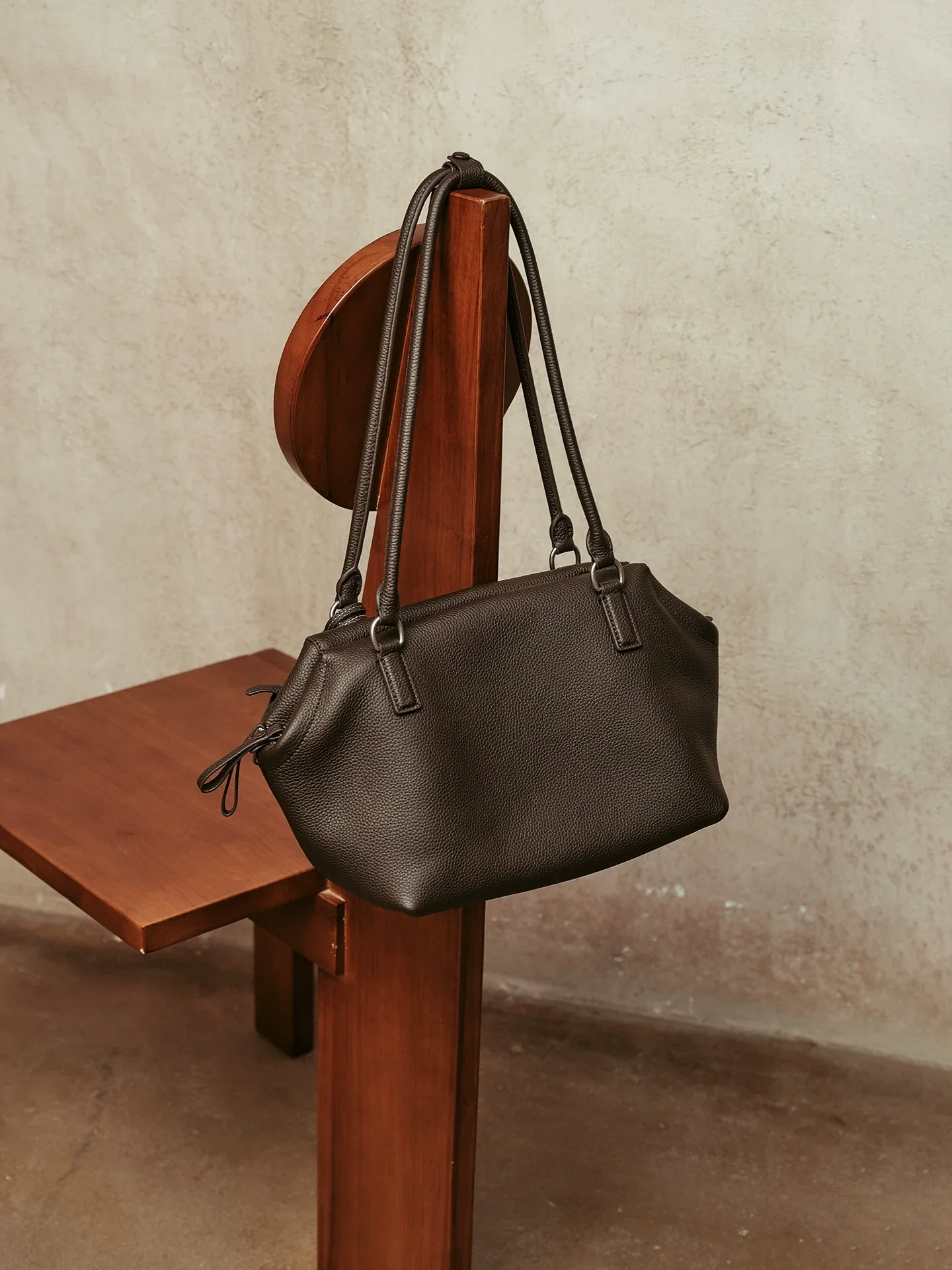 Medium Togo Pebbled Bowling Tote - Image 3