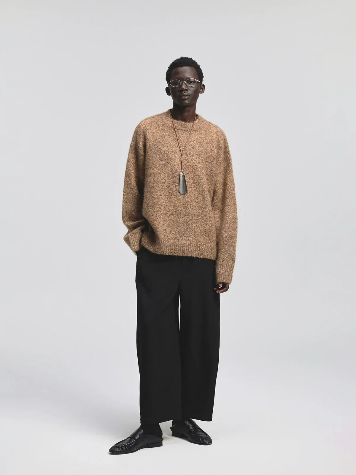 Melange Mohair Wool Crewneck Sweater - Image 2
