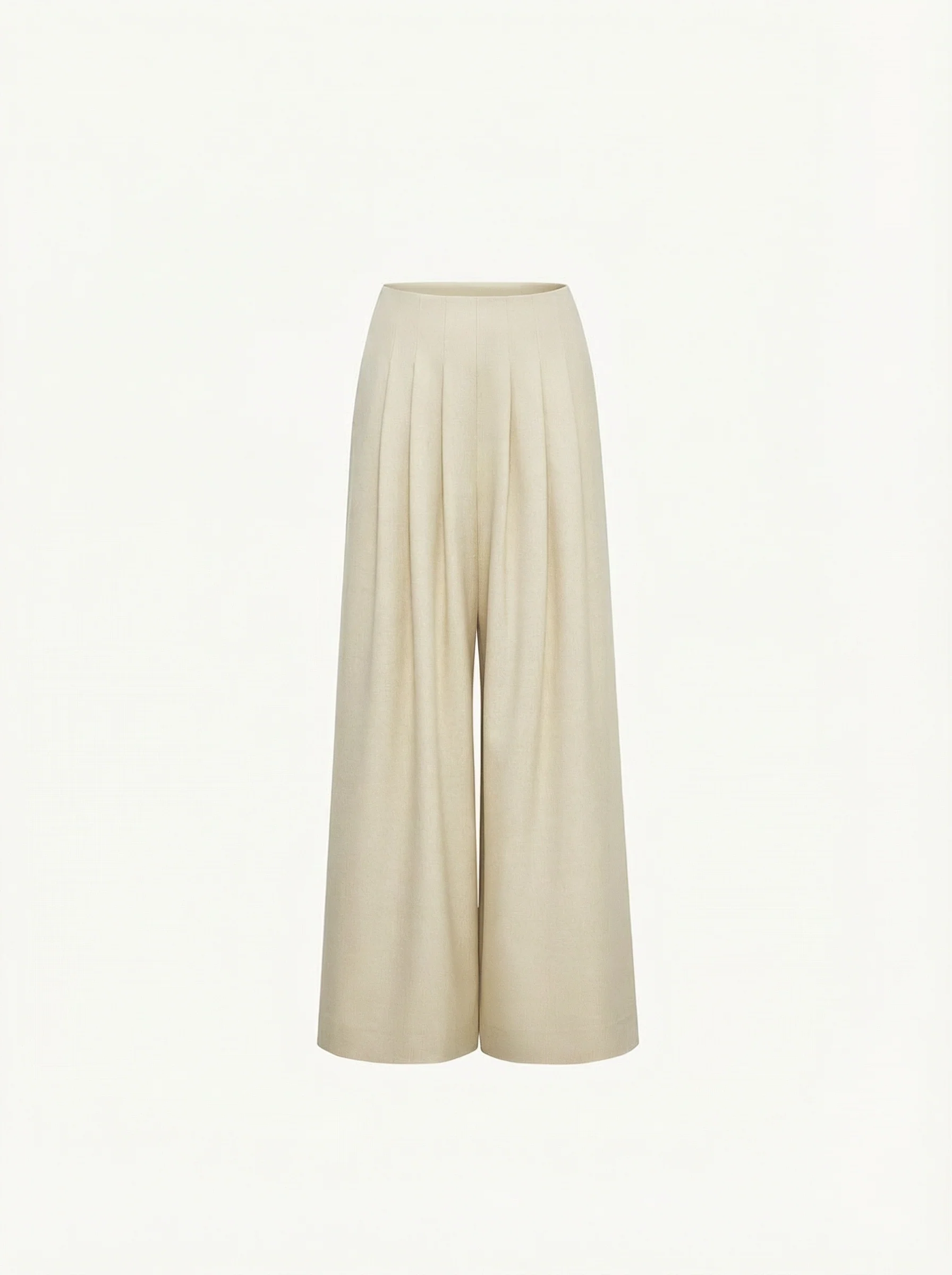 Melange Pleated Wide-Leg Trousers