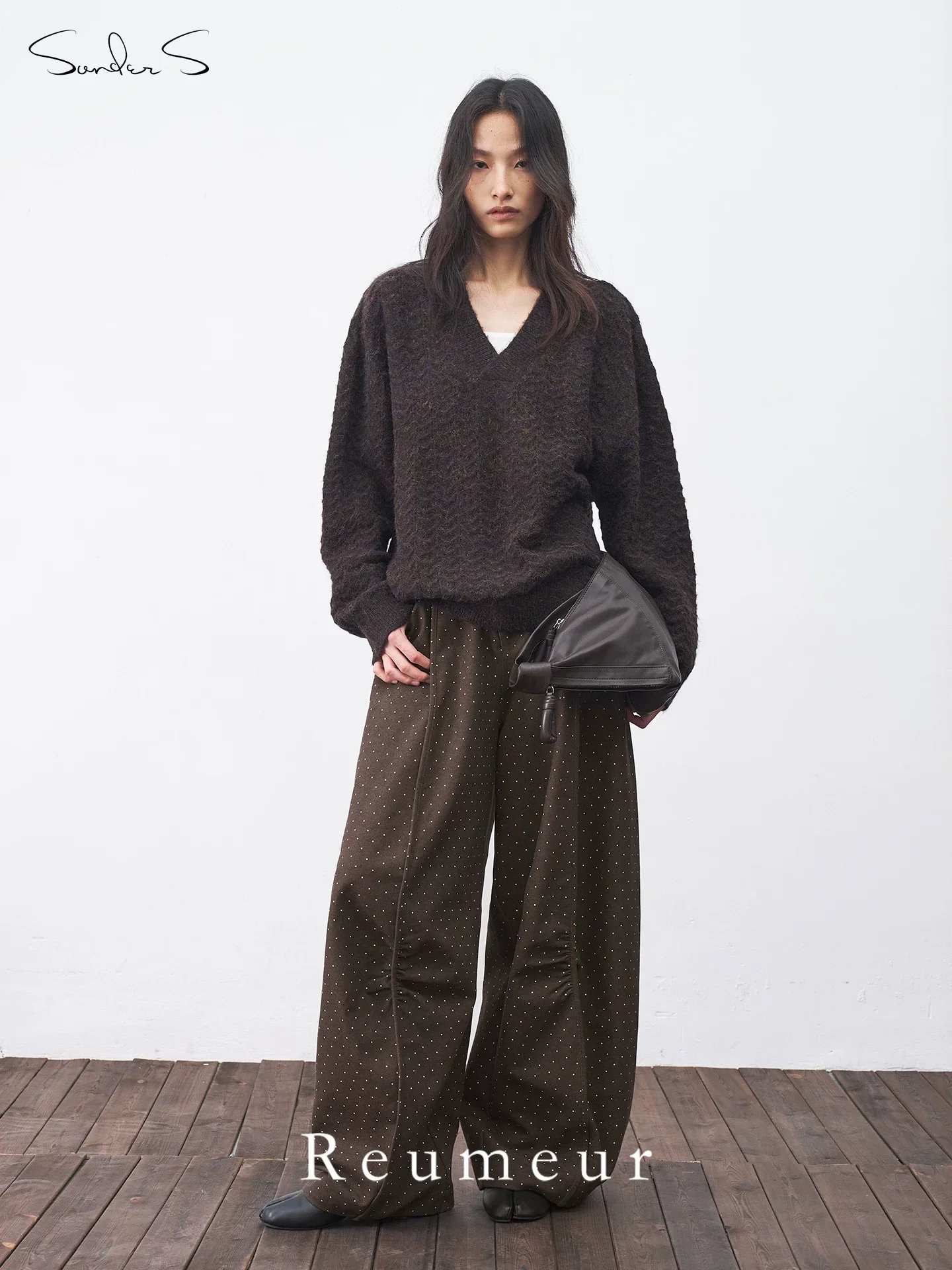 Melange V-Neck Wool-Blend Sweater - Image 2