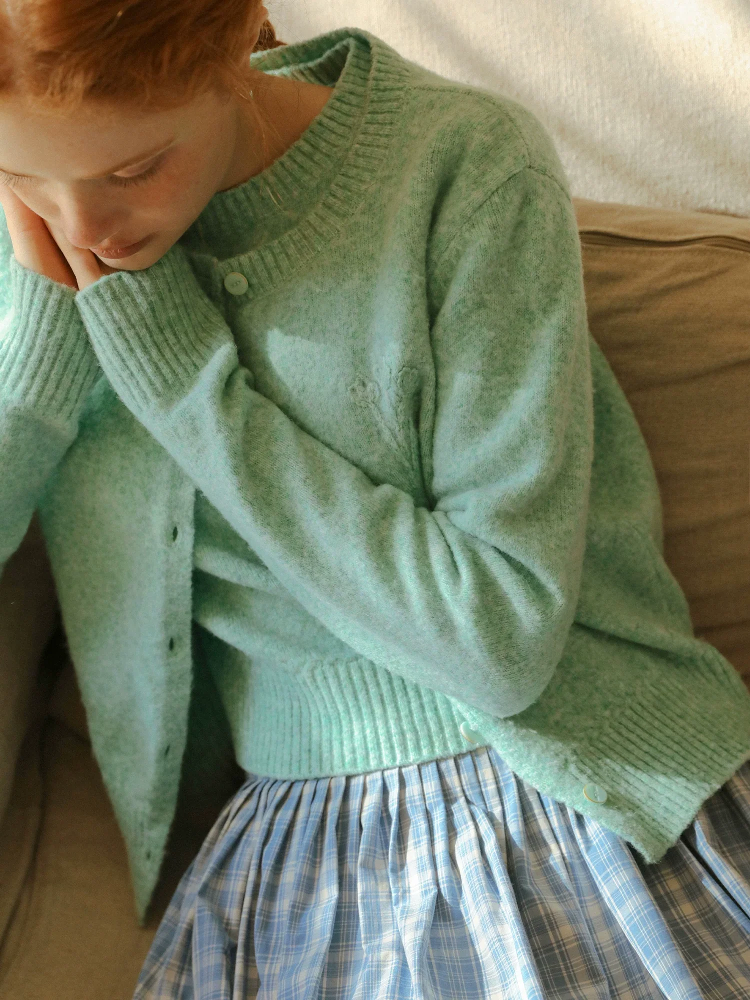Melange Wool-Blend Cardigan and Top