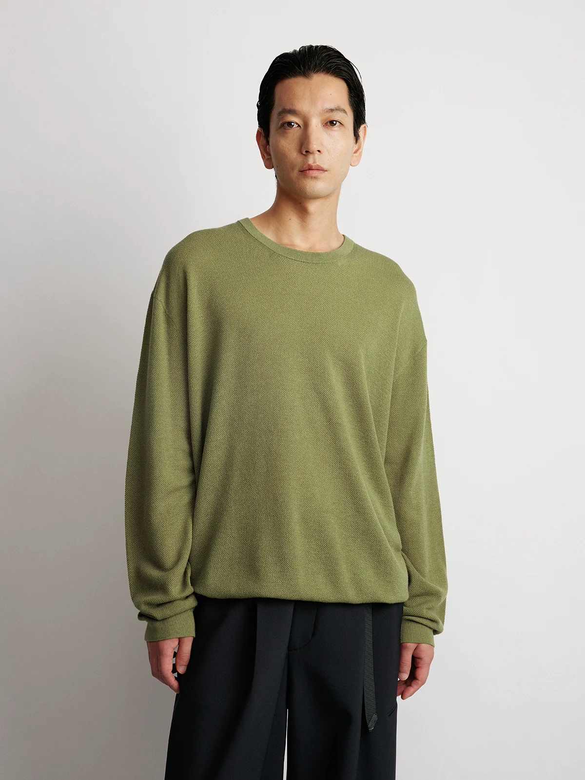 Merino Blend Drawcord Crewneck Sweater - Image 4