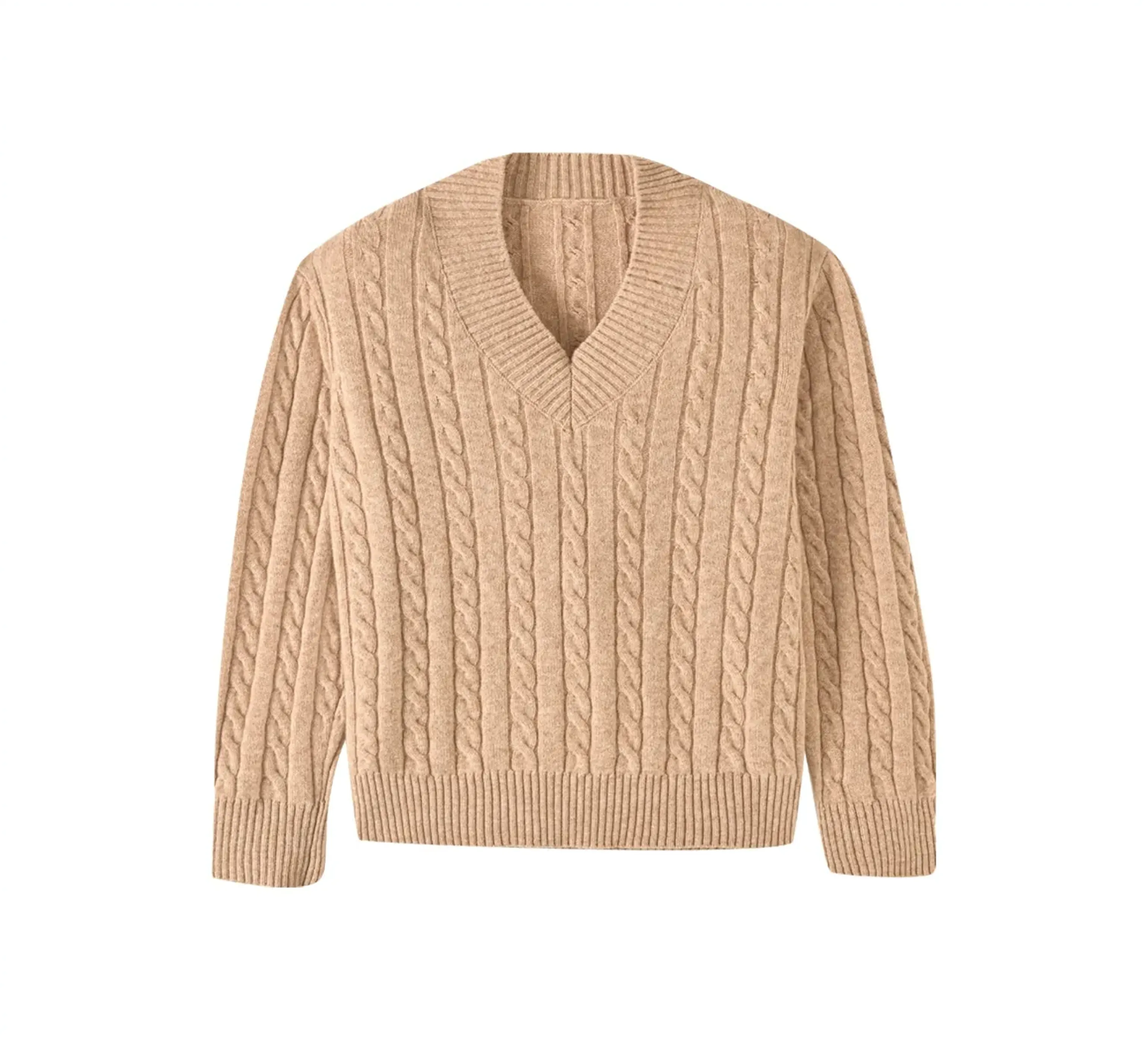 Merino Cable V-Neck Sweater - Image 2