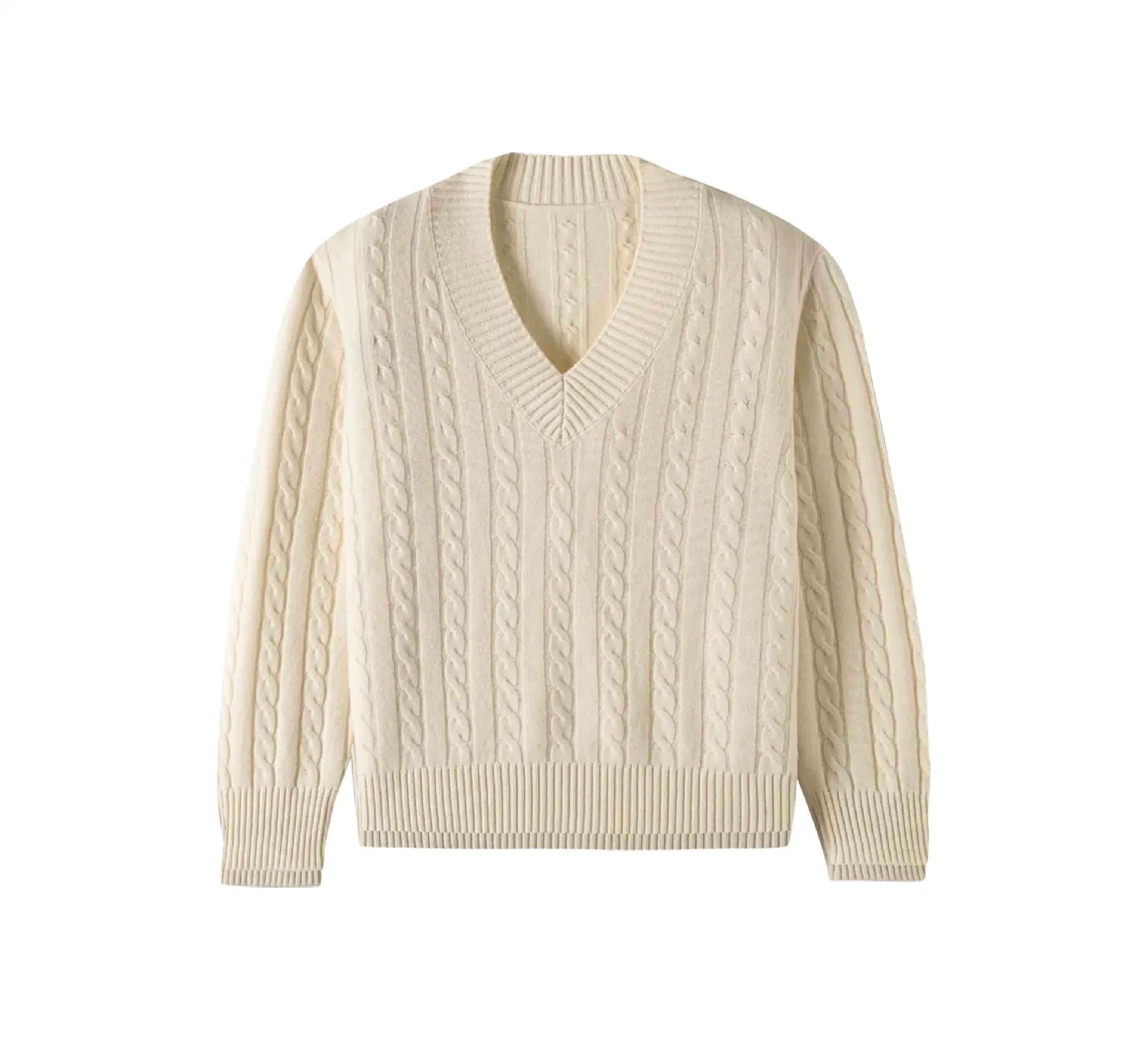 Merino Cable V-Neck Sweater - Image 4