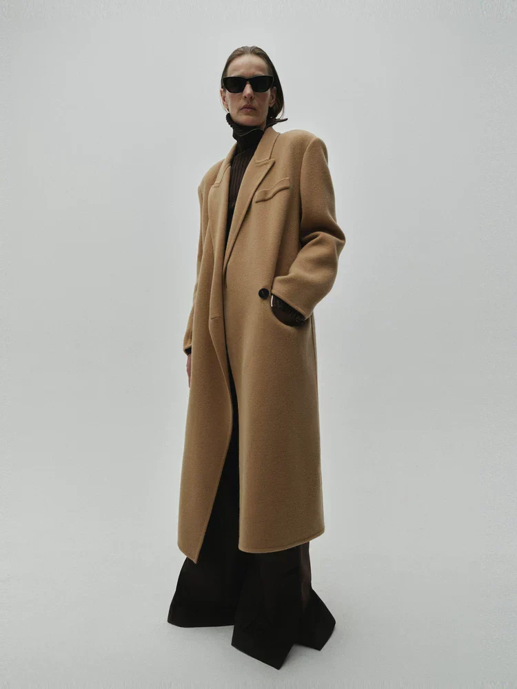 Merino Camel Wrap Coat - Image 2