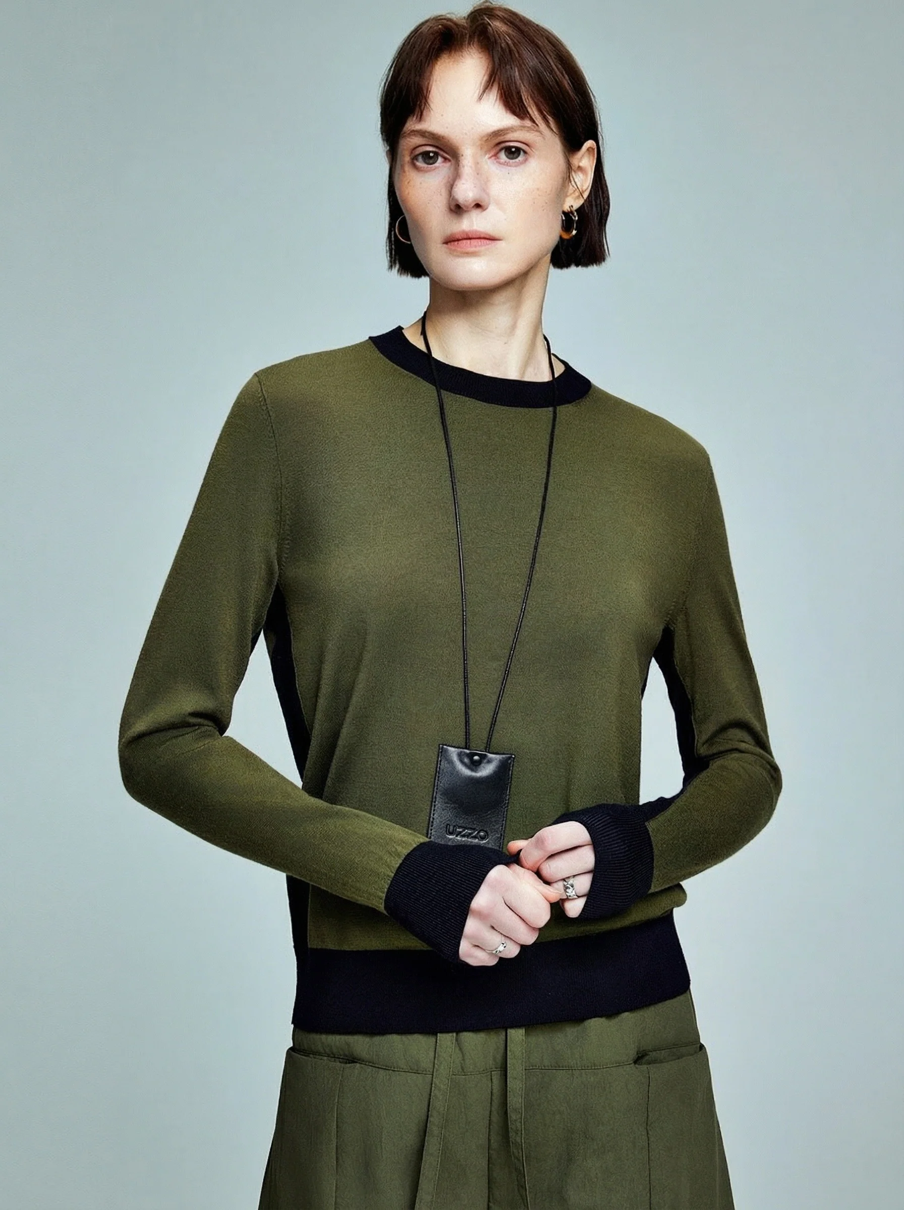 Merino Contrast-Trim Sweater