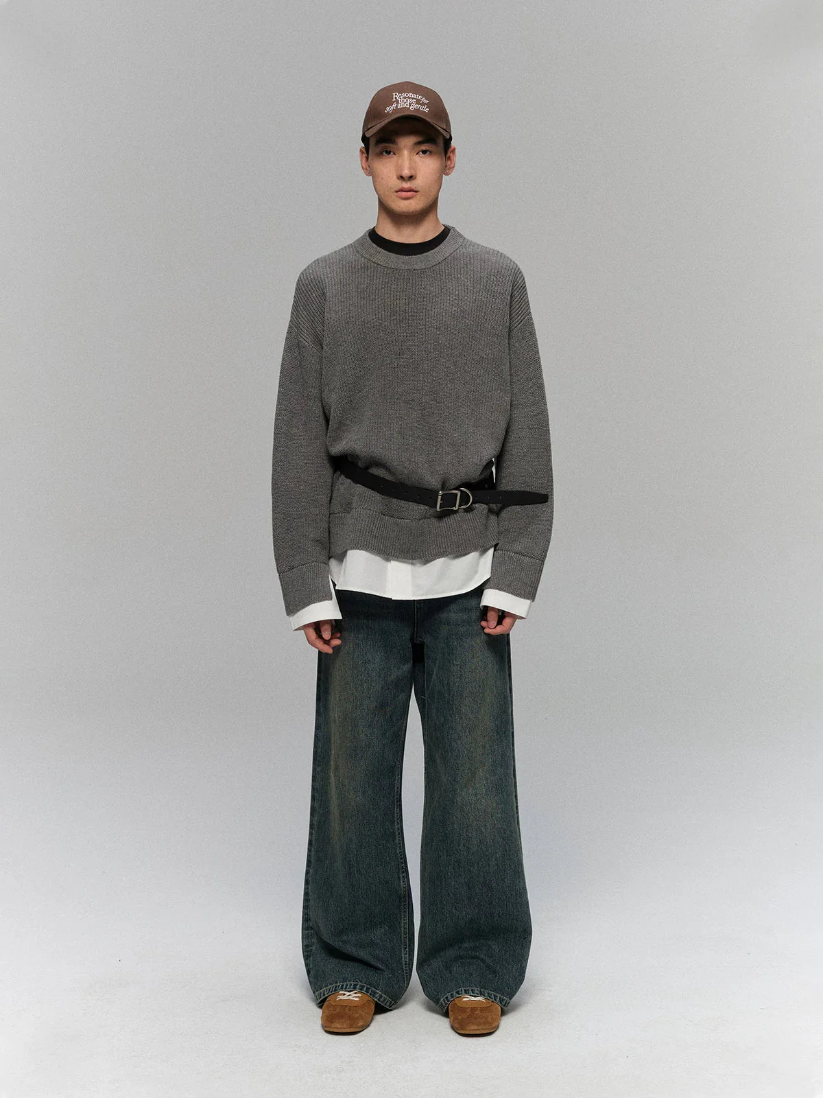 Merino Cotton Faux-Layered Crewneck Sweater - Image 2