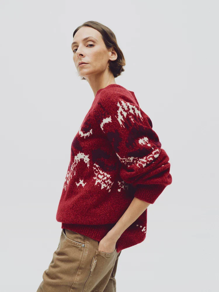 Merino Jacquard Crewneck Sweater - Image 4