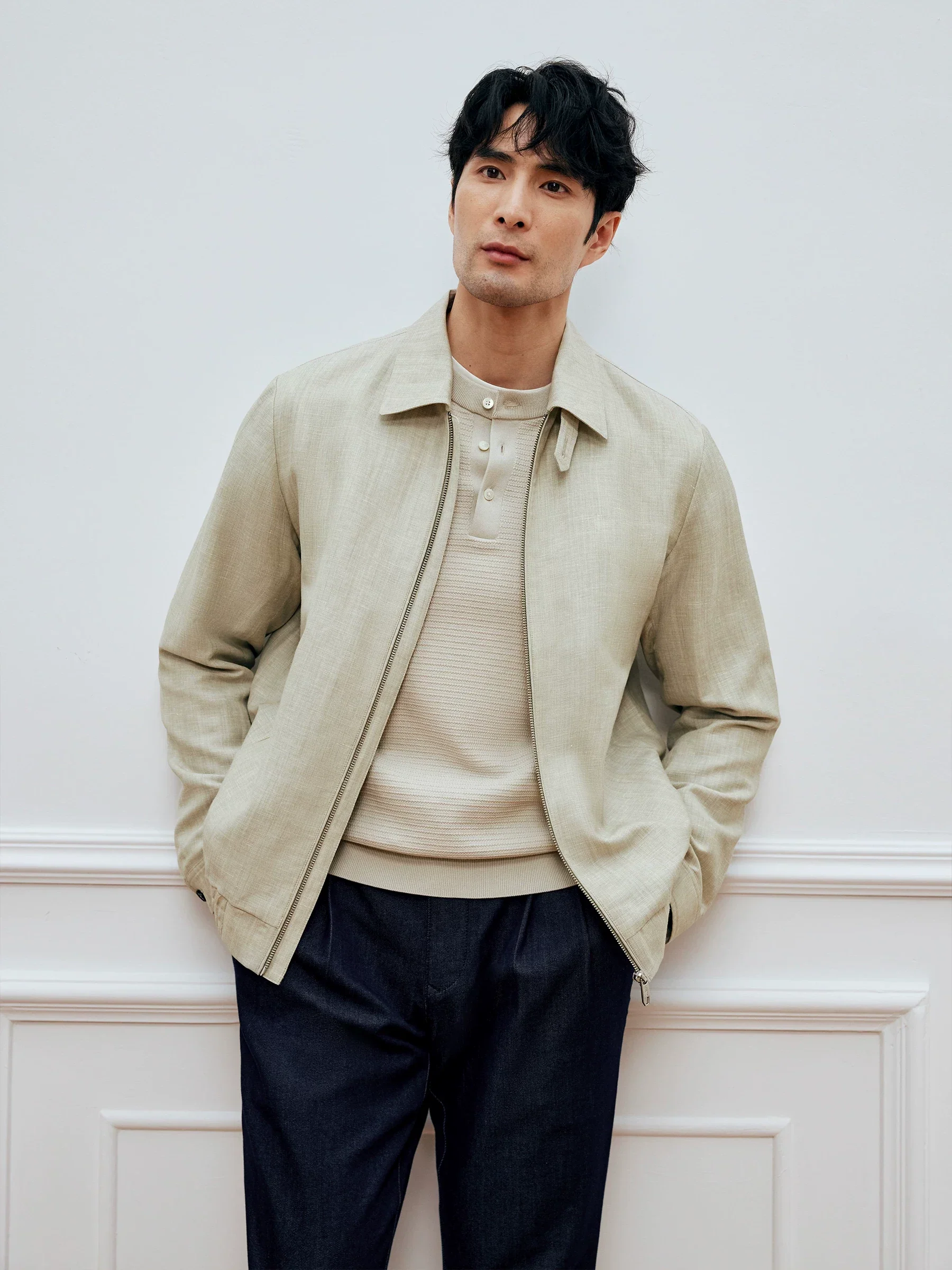 Merino Linen Zip Blouson - Image 3