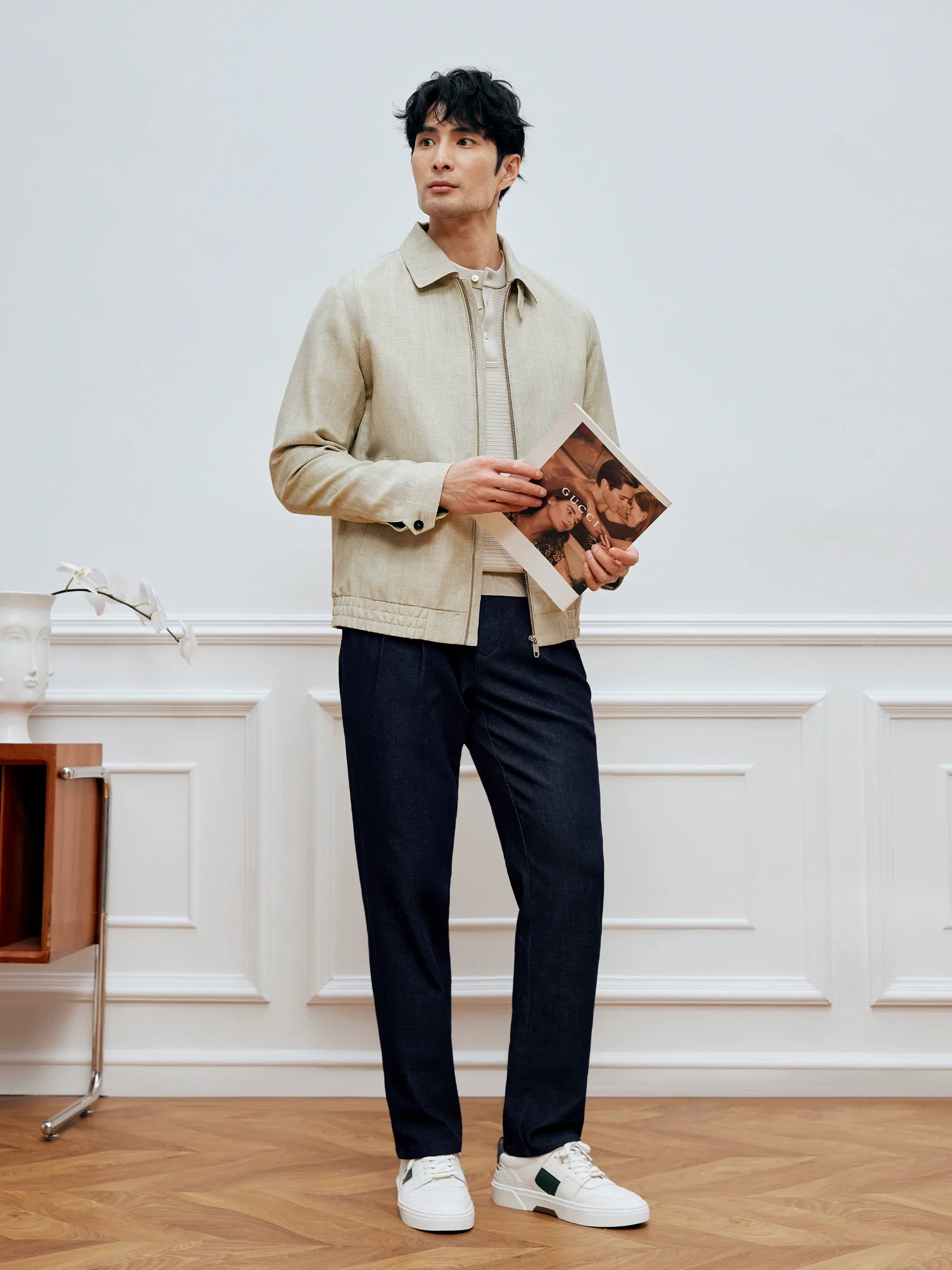 Merino Linen Zip Blouson - Image 4