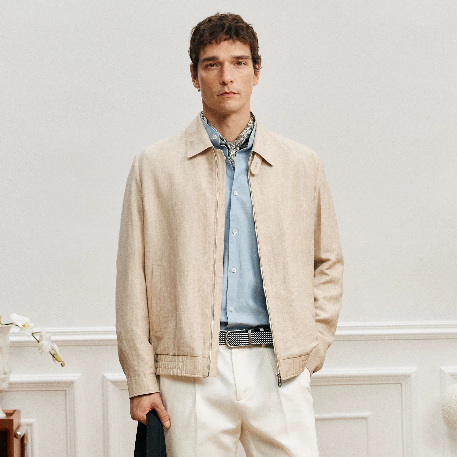 Merino Linen Zip Blouson - Image 5