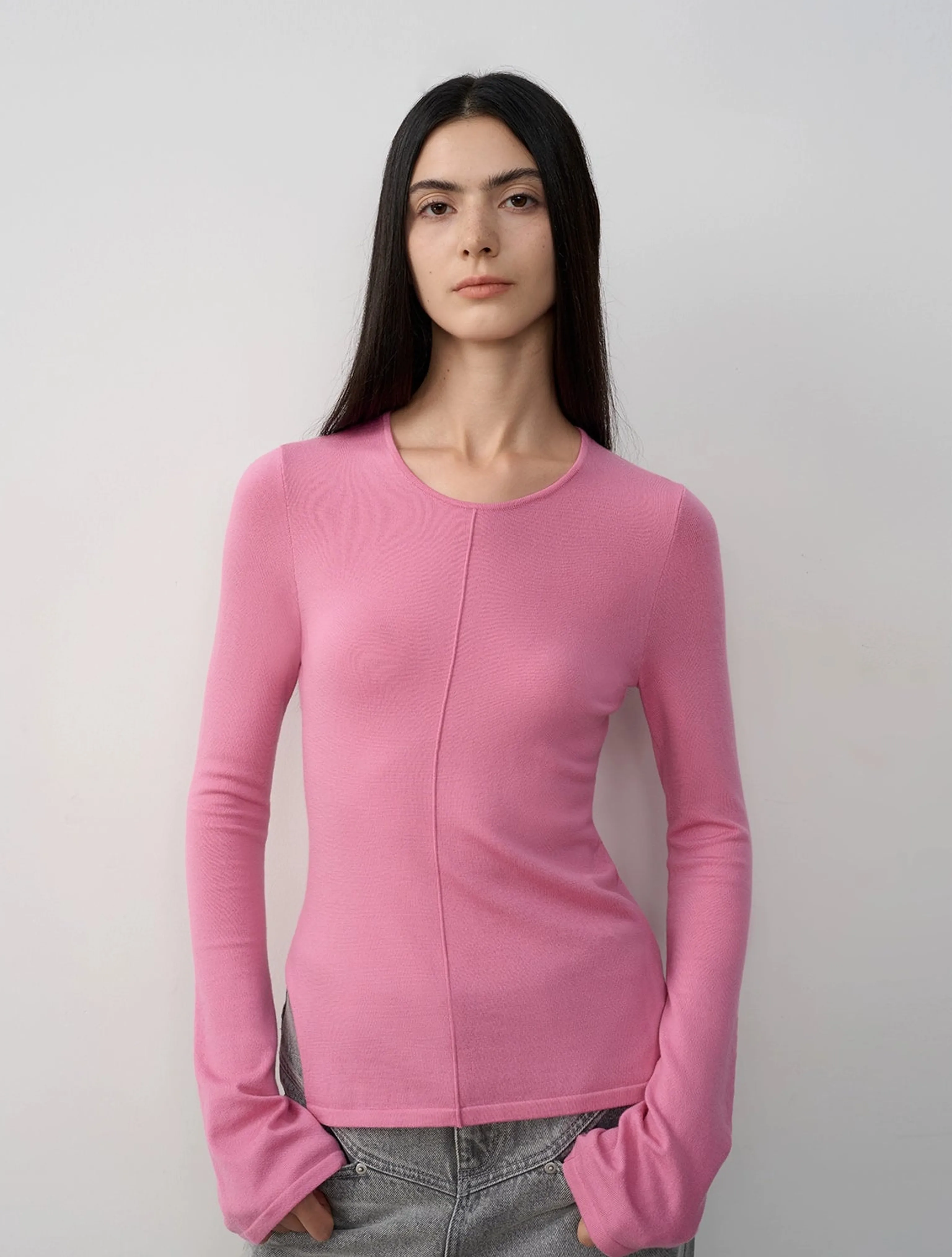 Merino Long-Sleeve Knit Top - Image 6