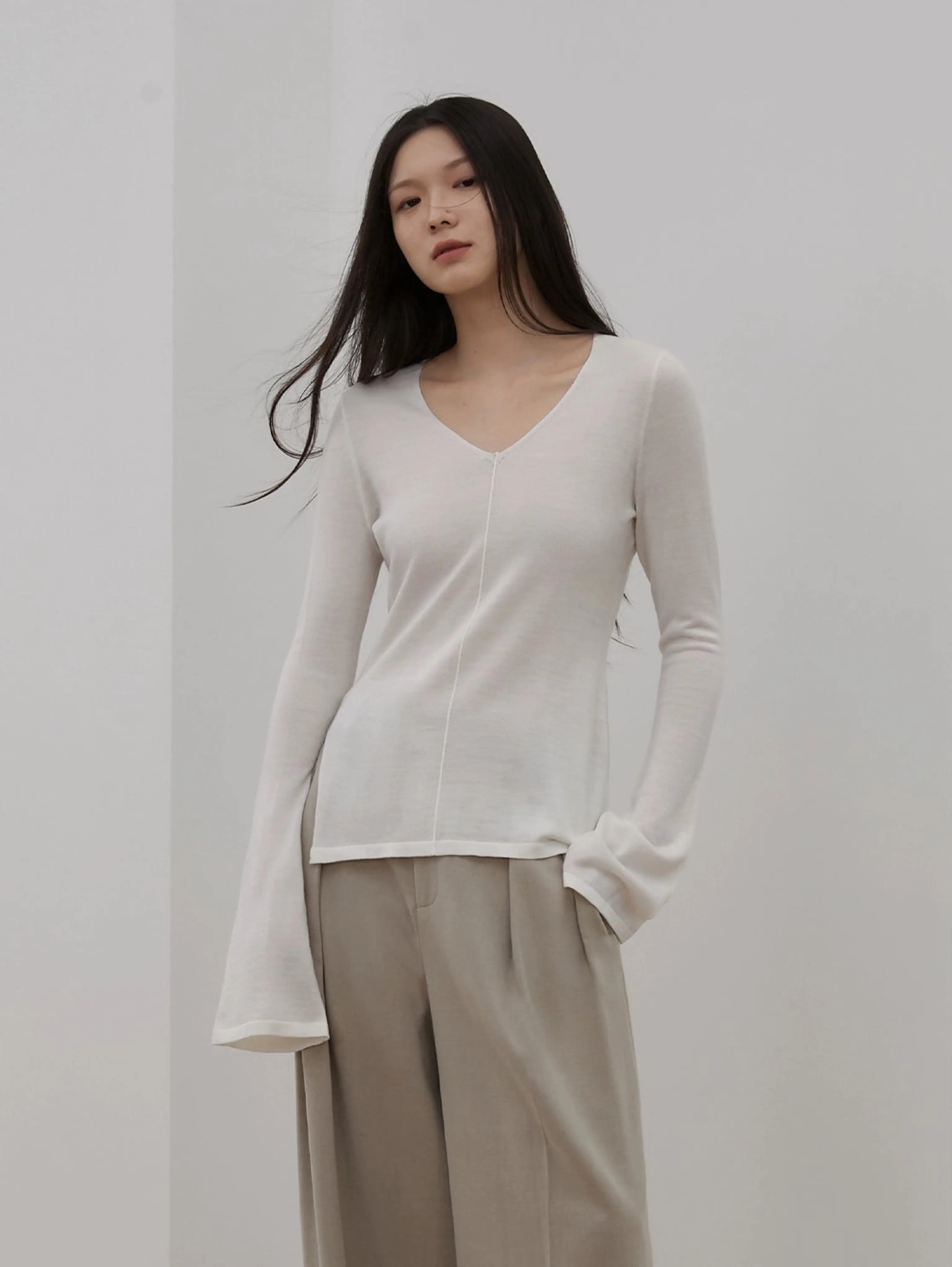 Merino Long-Sleeve Knit Top - Image 9