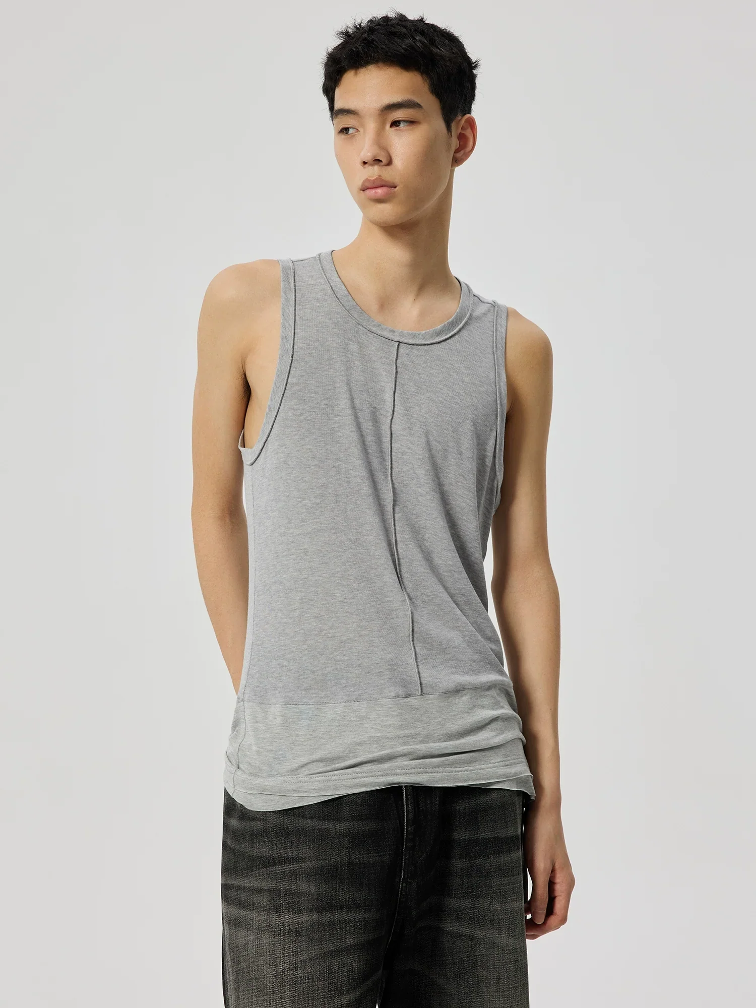 Merino Lyocell Layered Hem Tank - Image 4
