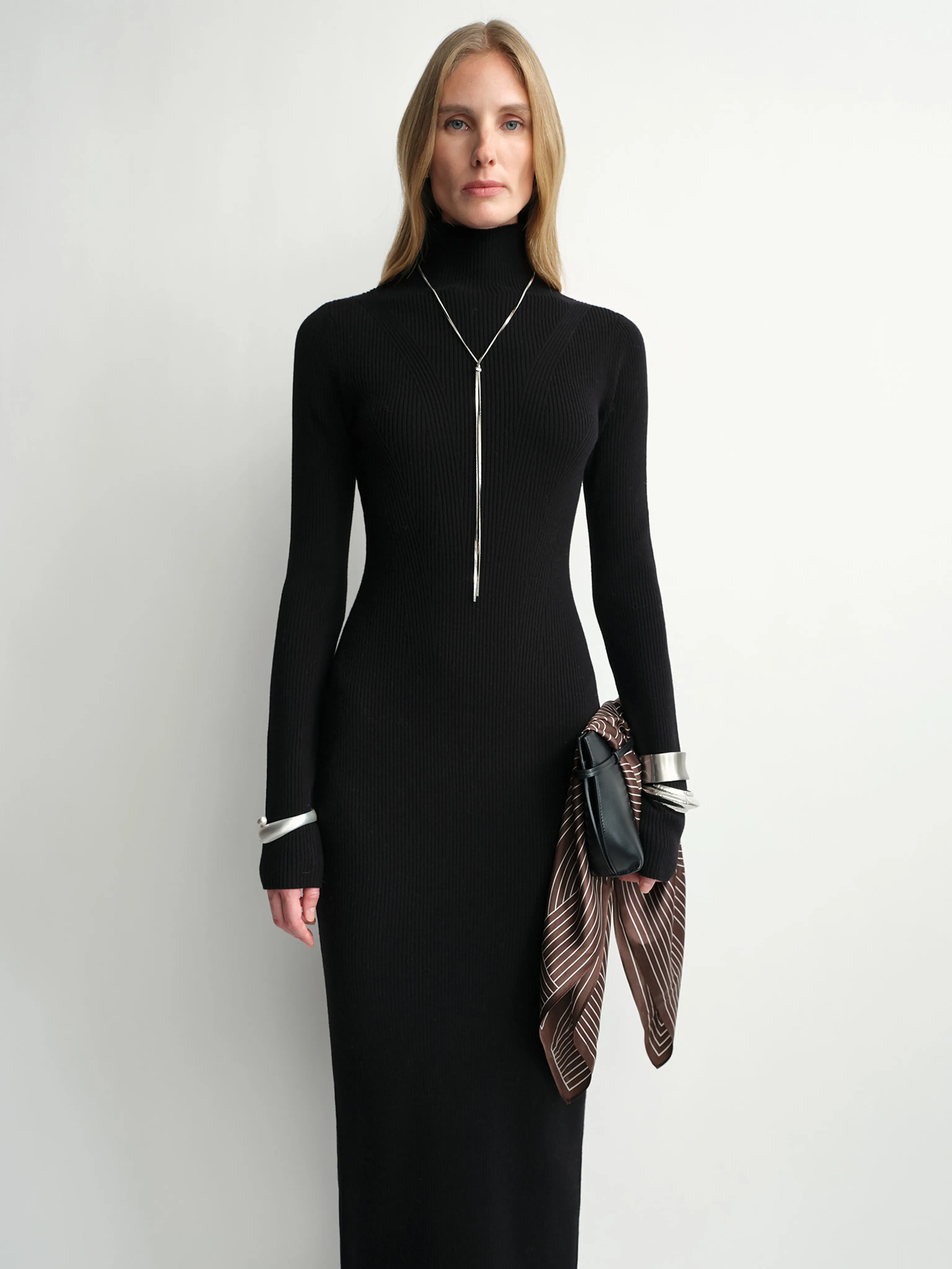 Merino Rib Turtleneck Dress - Image 3