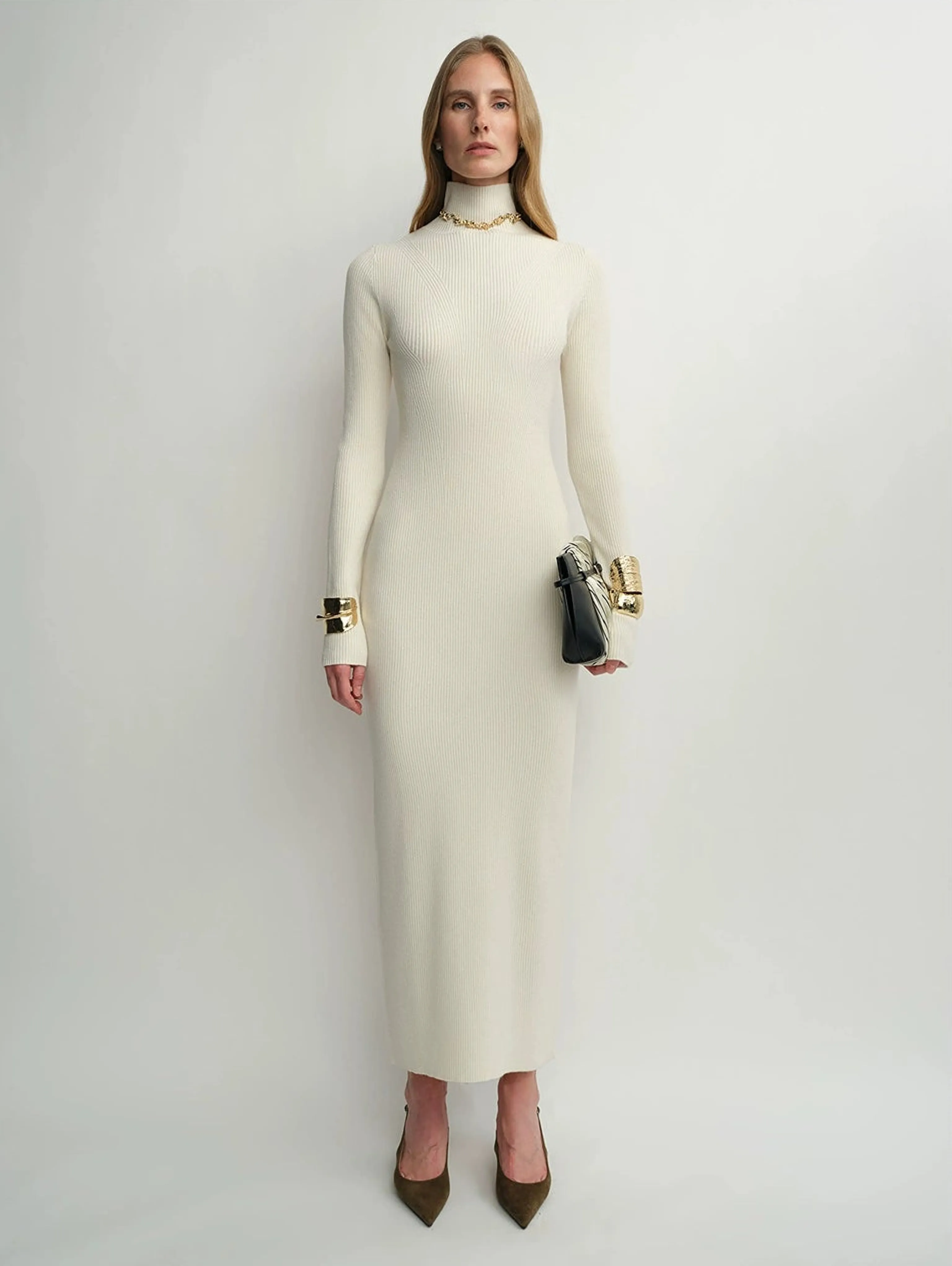 Merino Rib Turtleneck Dress - Image 8