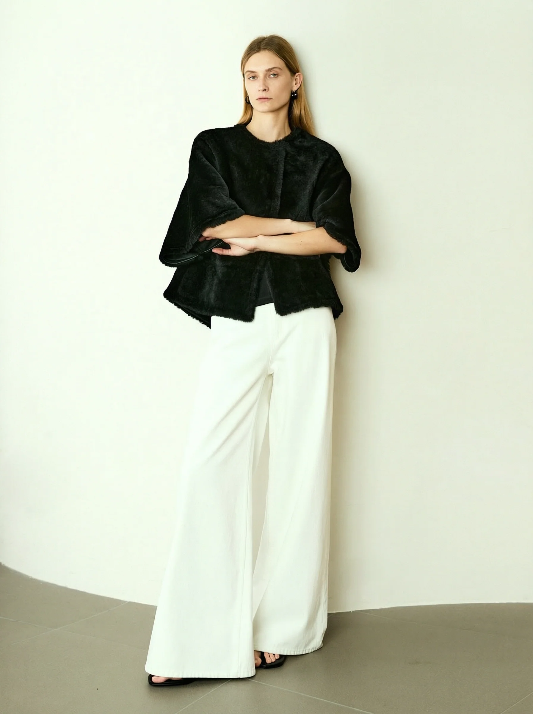 Merino Shearling Cape Jacket - Image 7