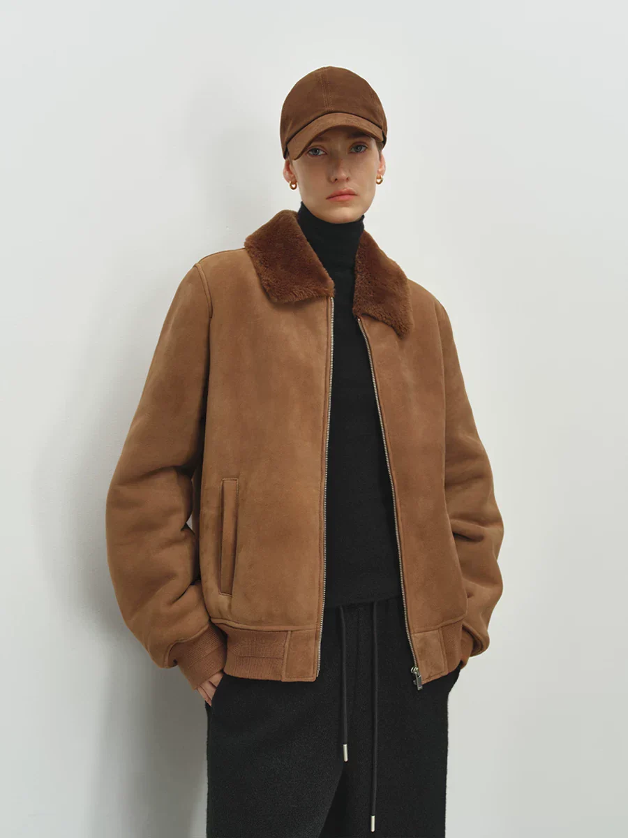 Merino Shearling Collar Bomber - Image 3