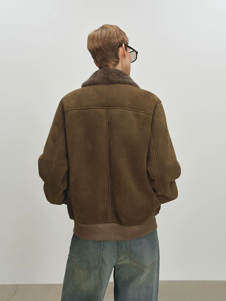 Merino Shearling Collar Bomber - Image 5