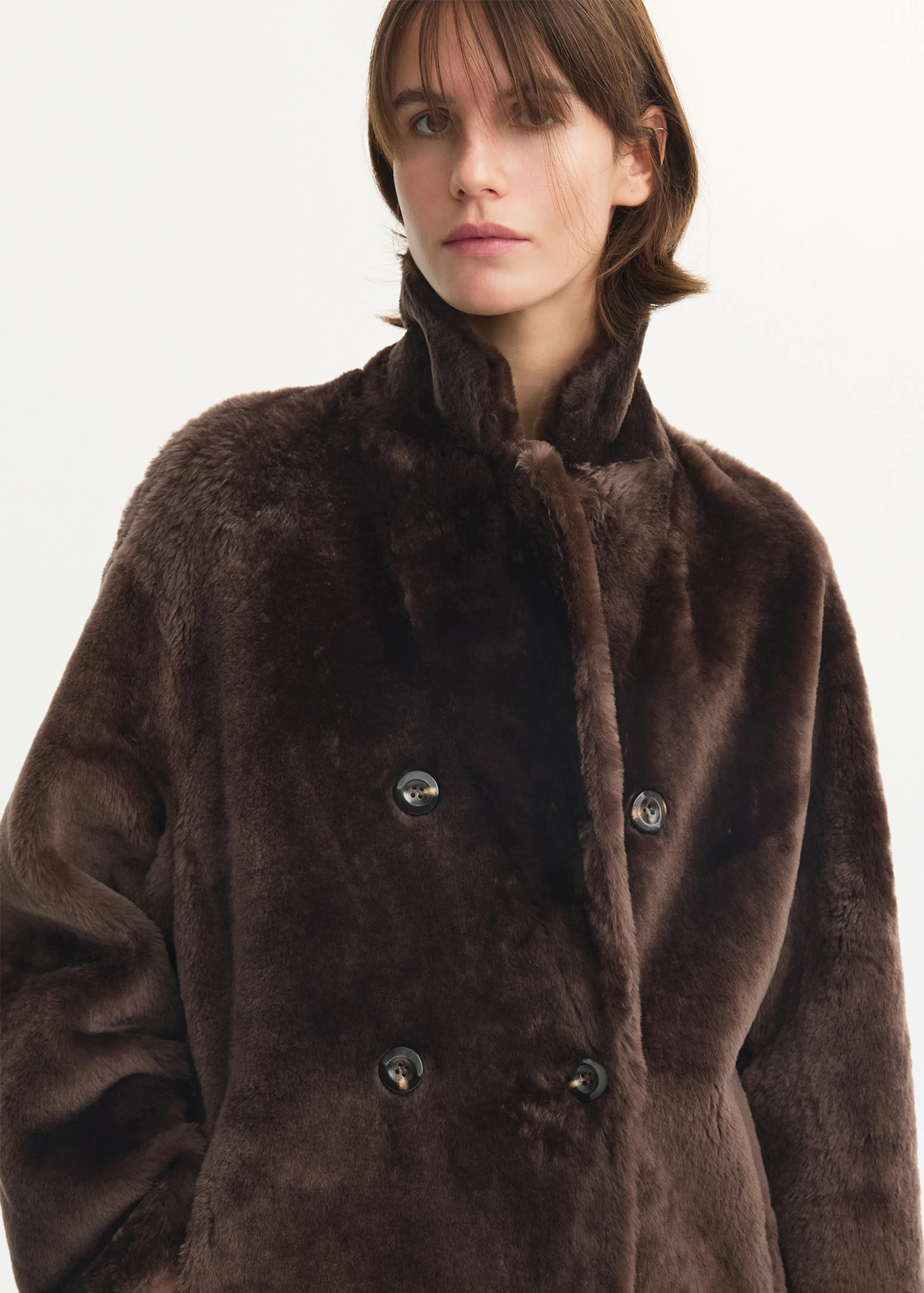 Merino Shearling Double-Breasted Coat - Image 3