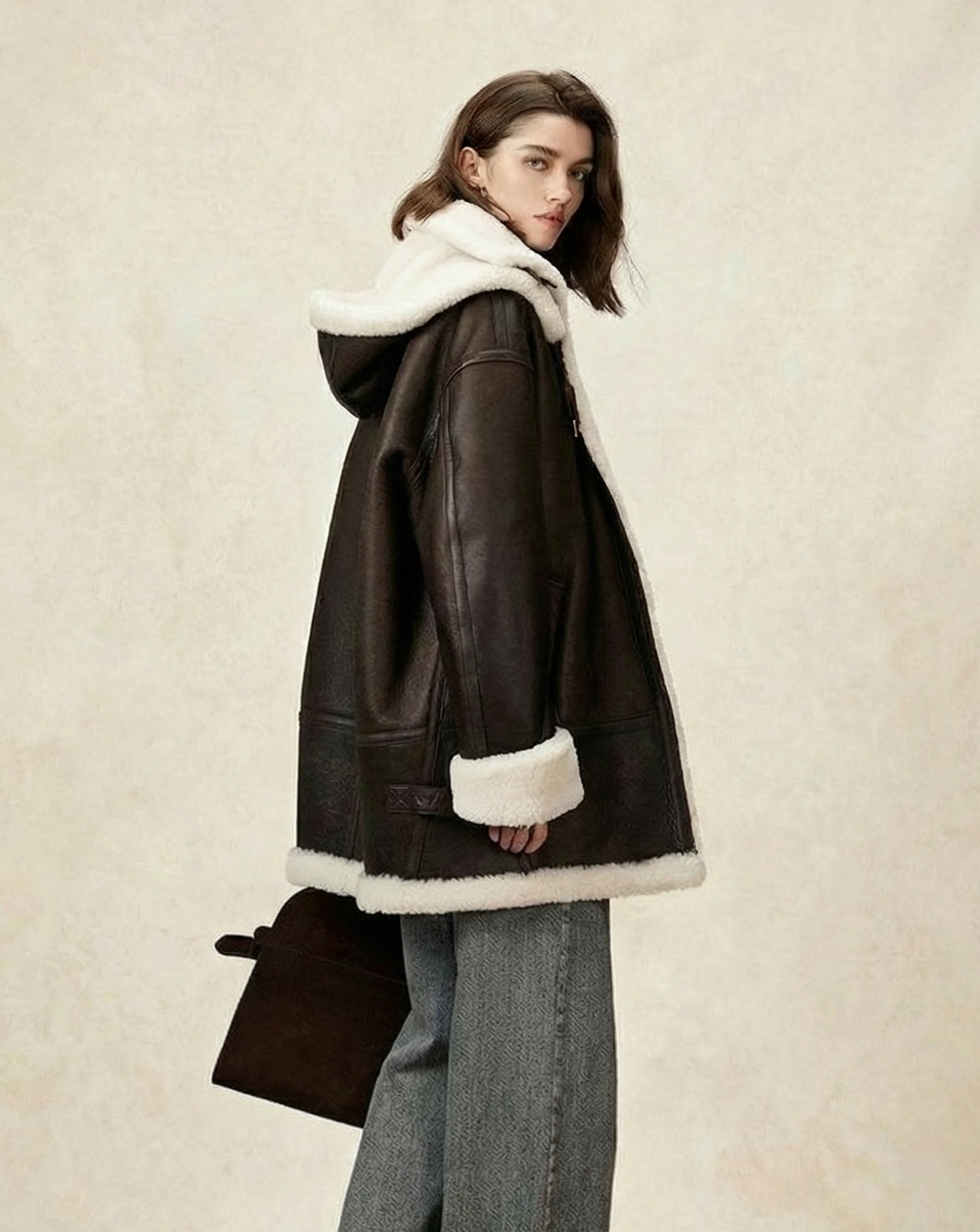 Merino Shearling Hooded Aviator Coat - Image 4
