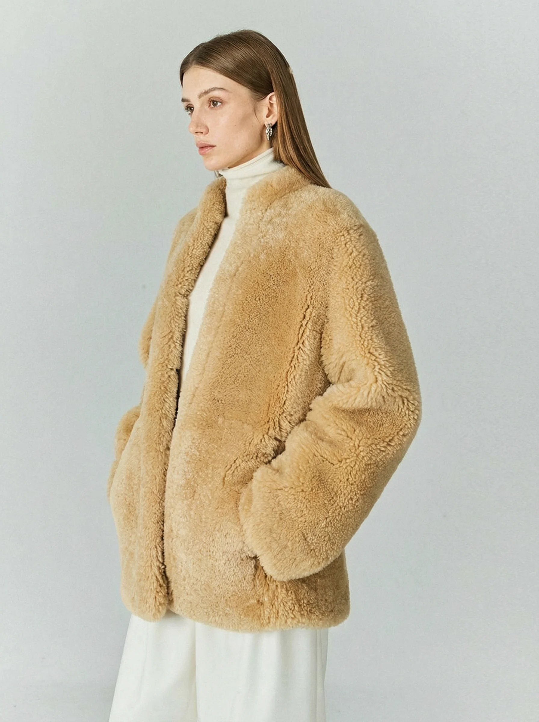 Merino Shearling Short Coat - Image 6