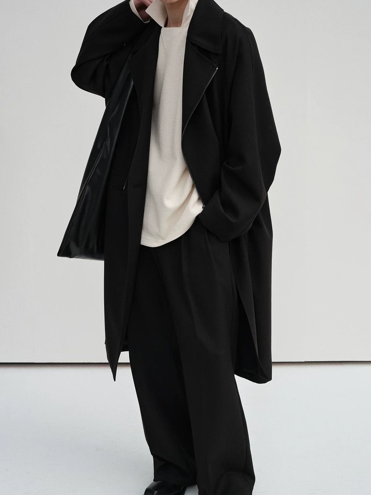 Merino Striped Zip Trench Coat - Image 5
