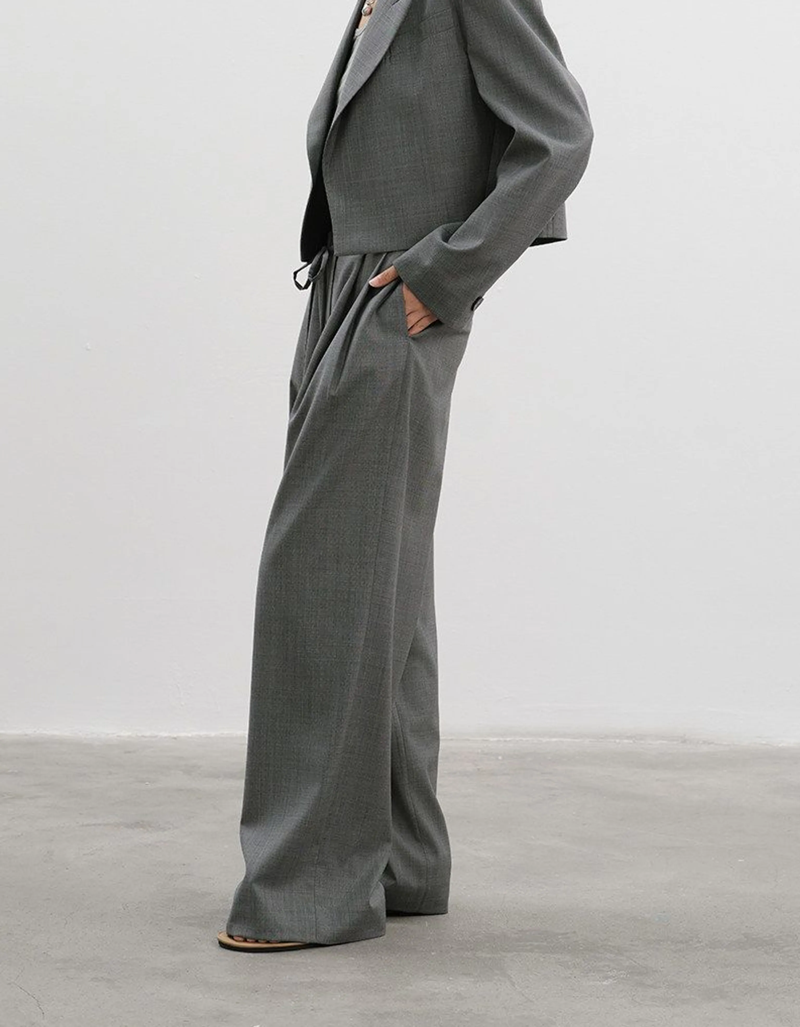 Merino Tie-Waist Wide-Leg Trousers