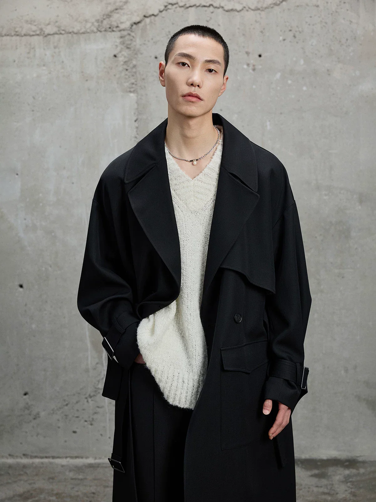 Merino Twill Belted Trench Coat - Image 5