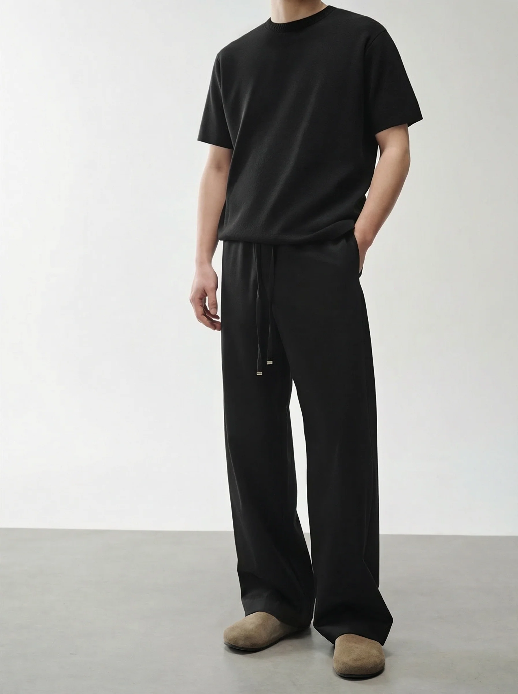 Merino Wide-Leg Drawstring Trousers - Image 4