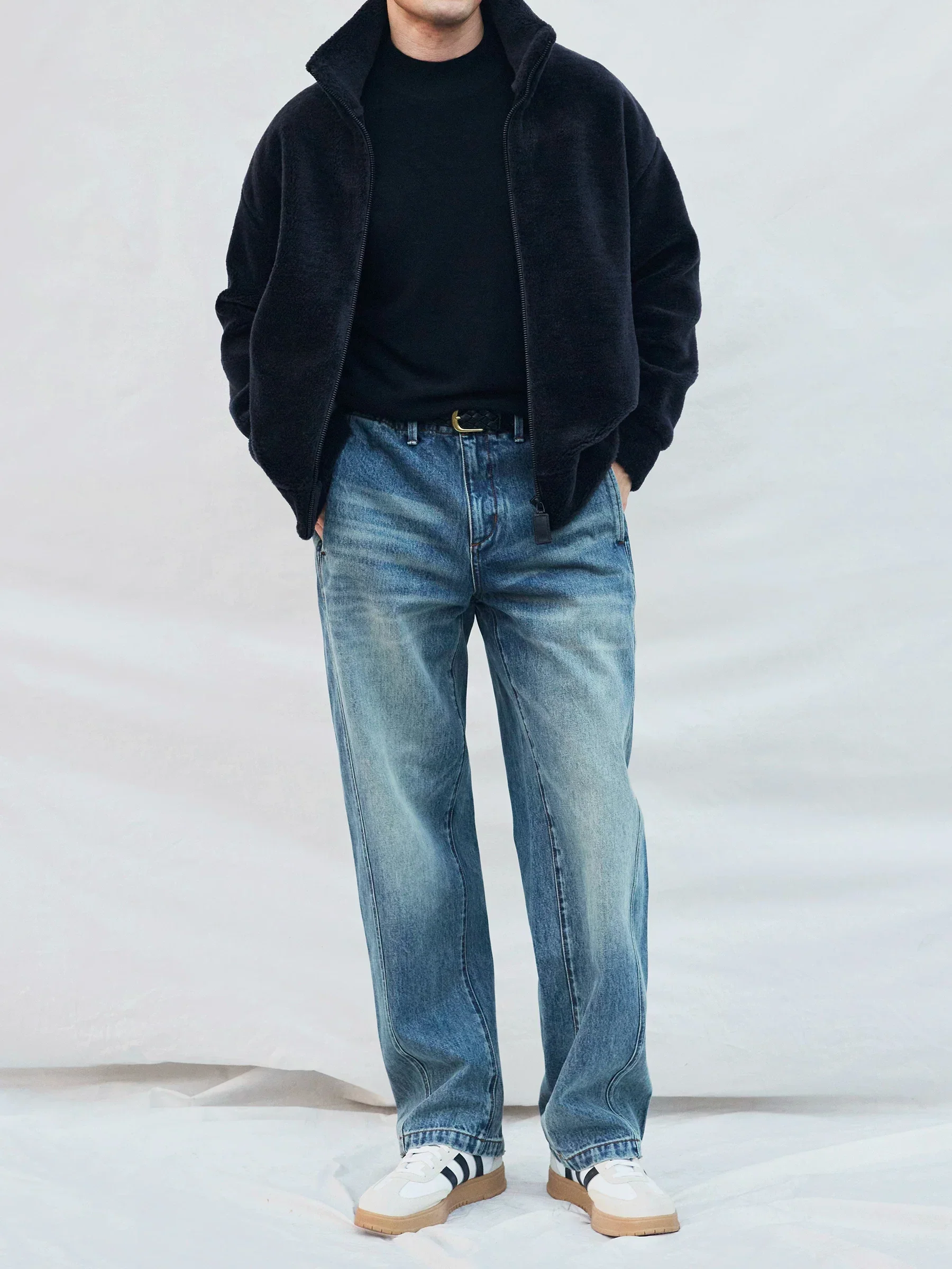 Merino Wool Fleece Stand Collar Zip Jacket - Image 3