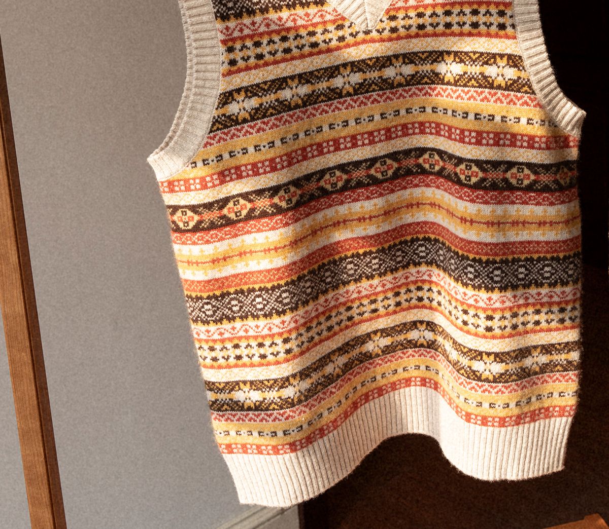 Merino Wool Knitted Fair Isle Vest - Image 6