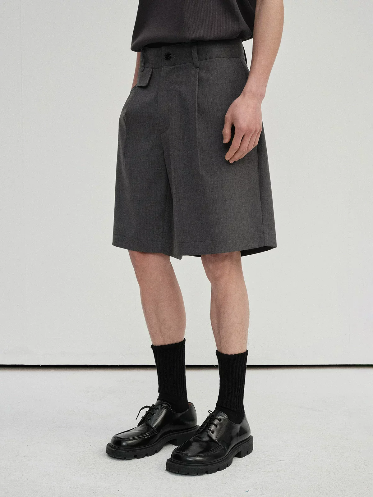 Merino Wool Suit Shorts and Pleated Skirt