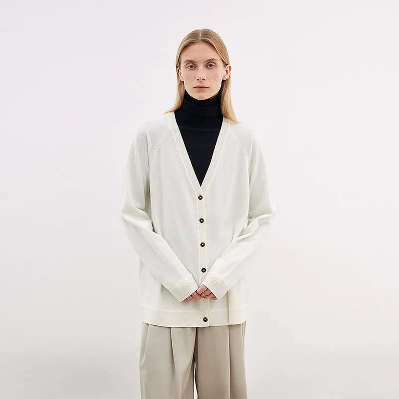 Merino Wool V-Neck Cardigan - Image 3