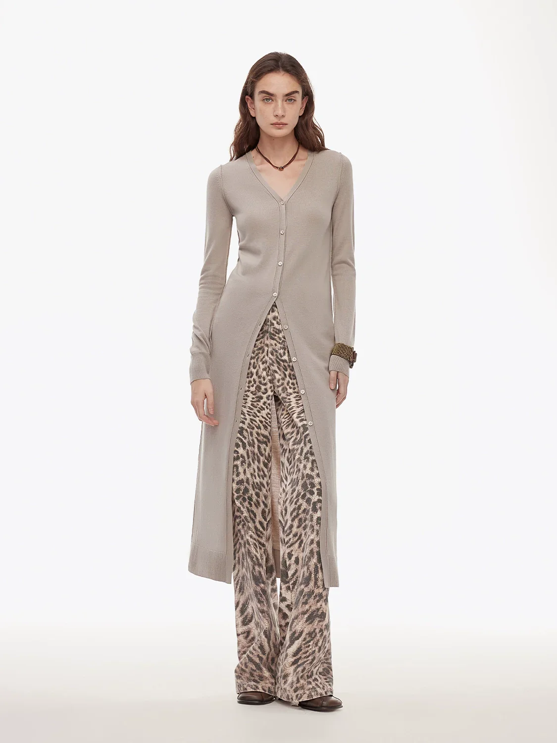Merino Wool V-Neck Long Cardigan - Image 4