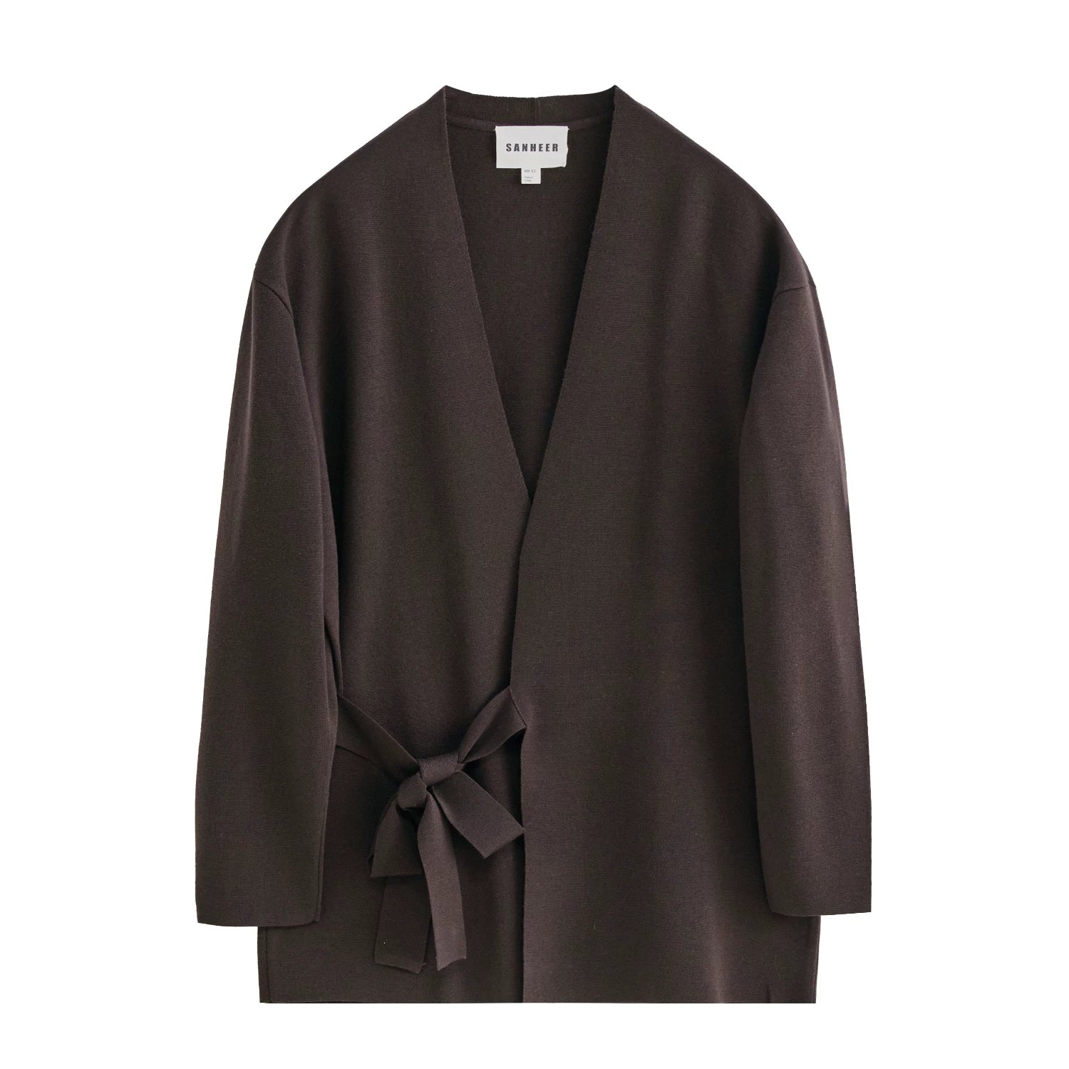 Merino Wrap V-Neck Belted Cardigan - Image 5