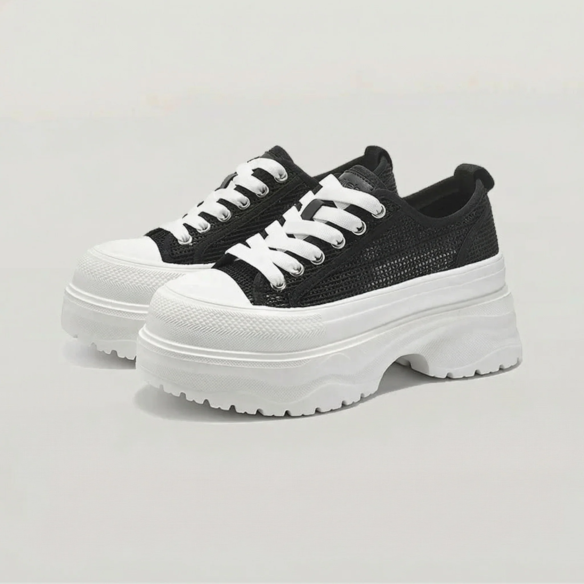 Mesh Platform Lace-Up Sneakers - Image 4