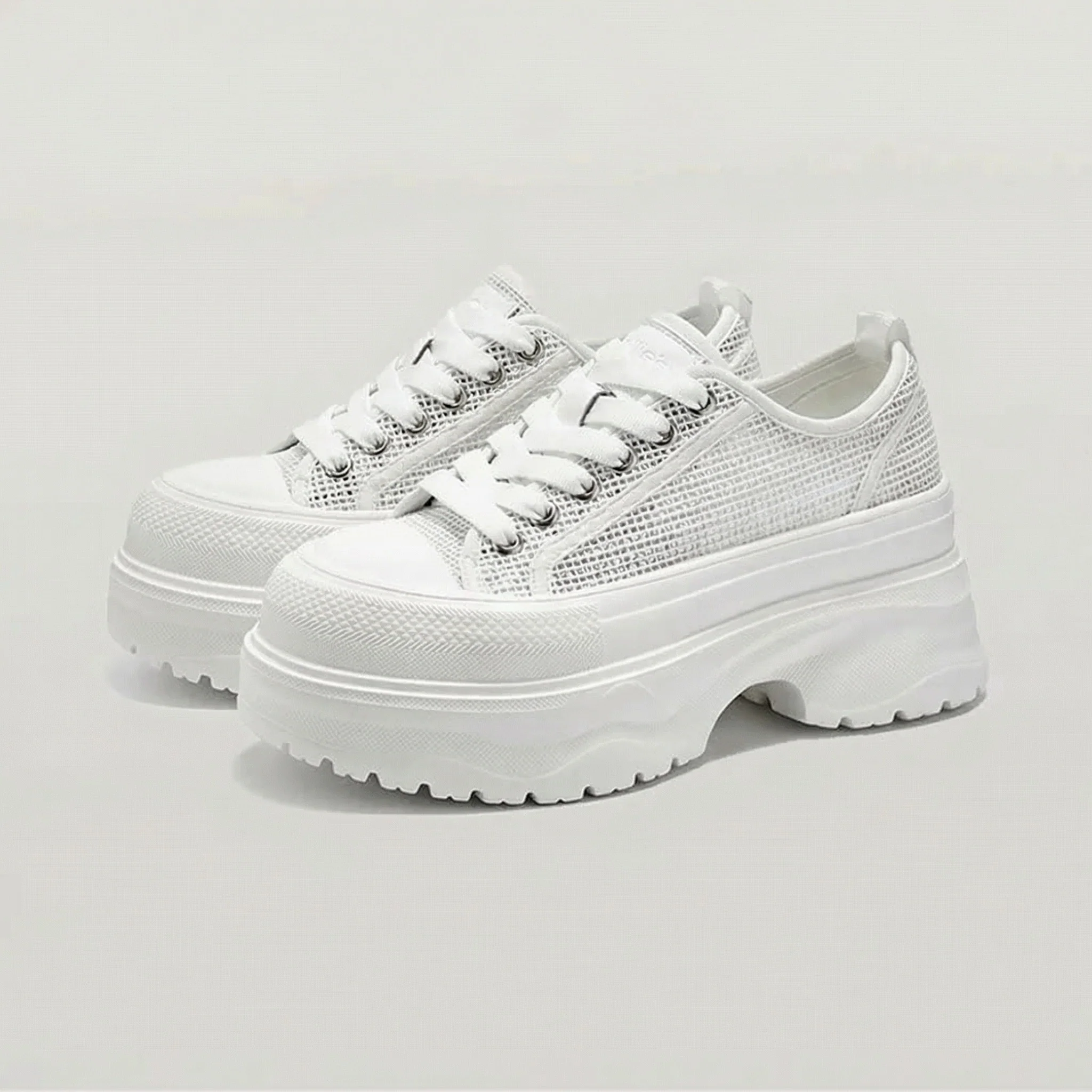 Mesh Platform Lace-Up Sneakers - Image 5