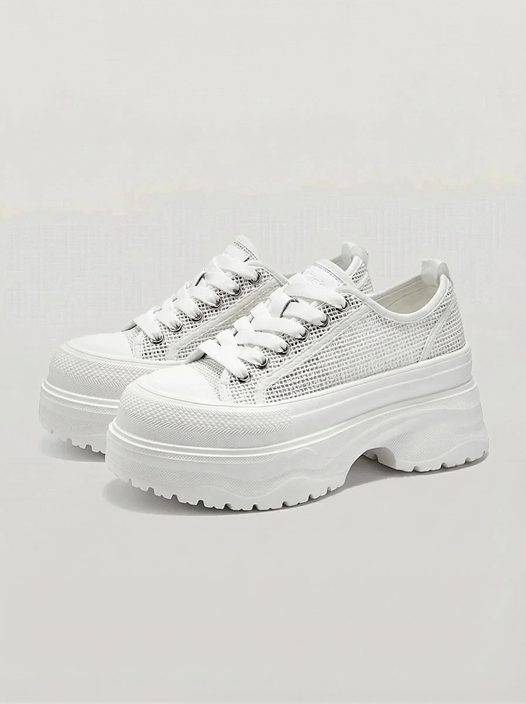 Mesh Platform Lace-Up Sneakers - Image 6