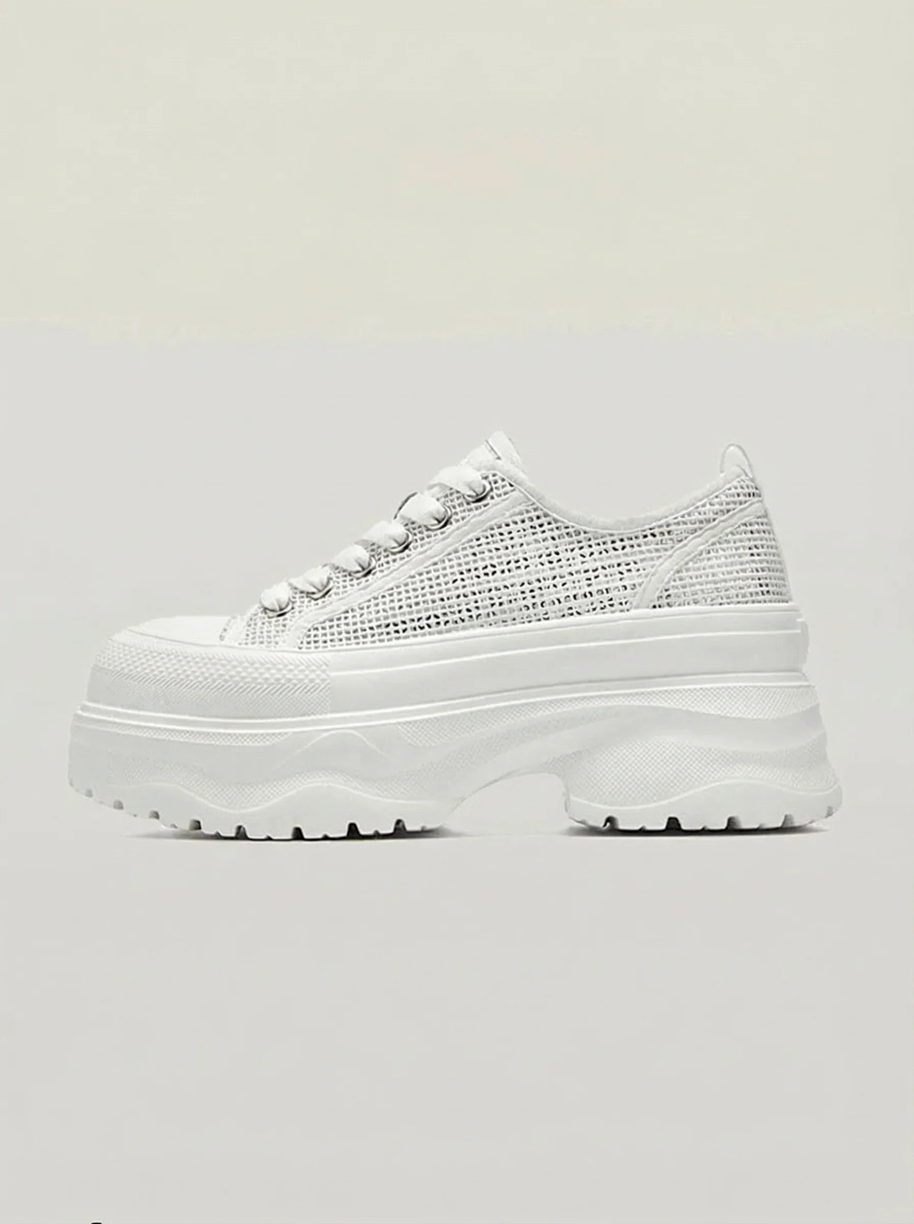 Mesh Platform Lace-Up Sneakers - Image 7