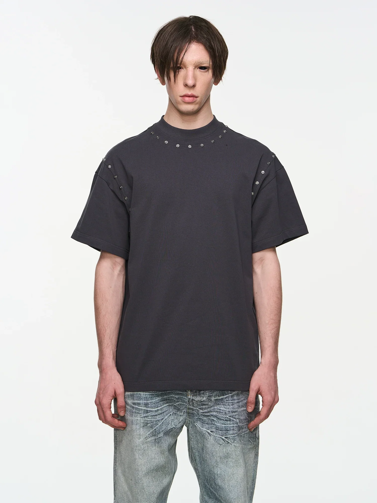 Metal-Studded Cotton Crewneck Tee - Image 2