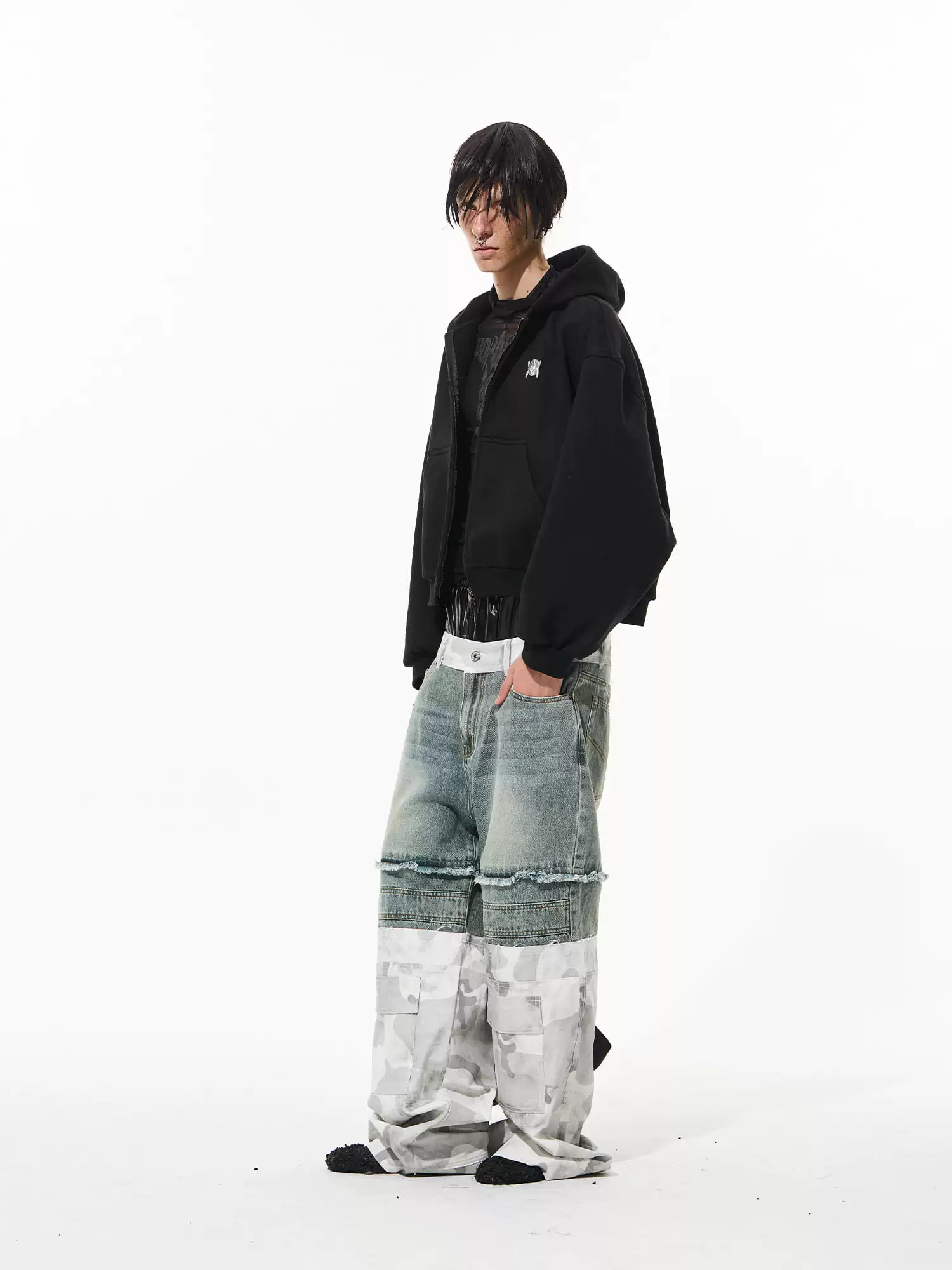 Metal-Trim Hooded Zip-Up Sweatshirt - Image 4